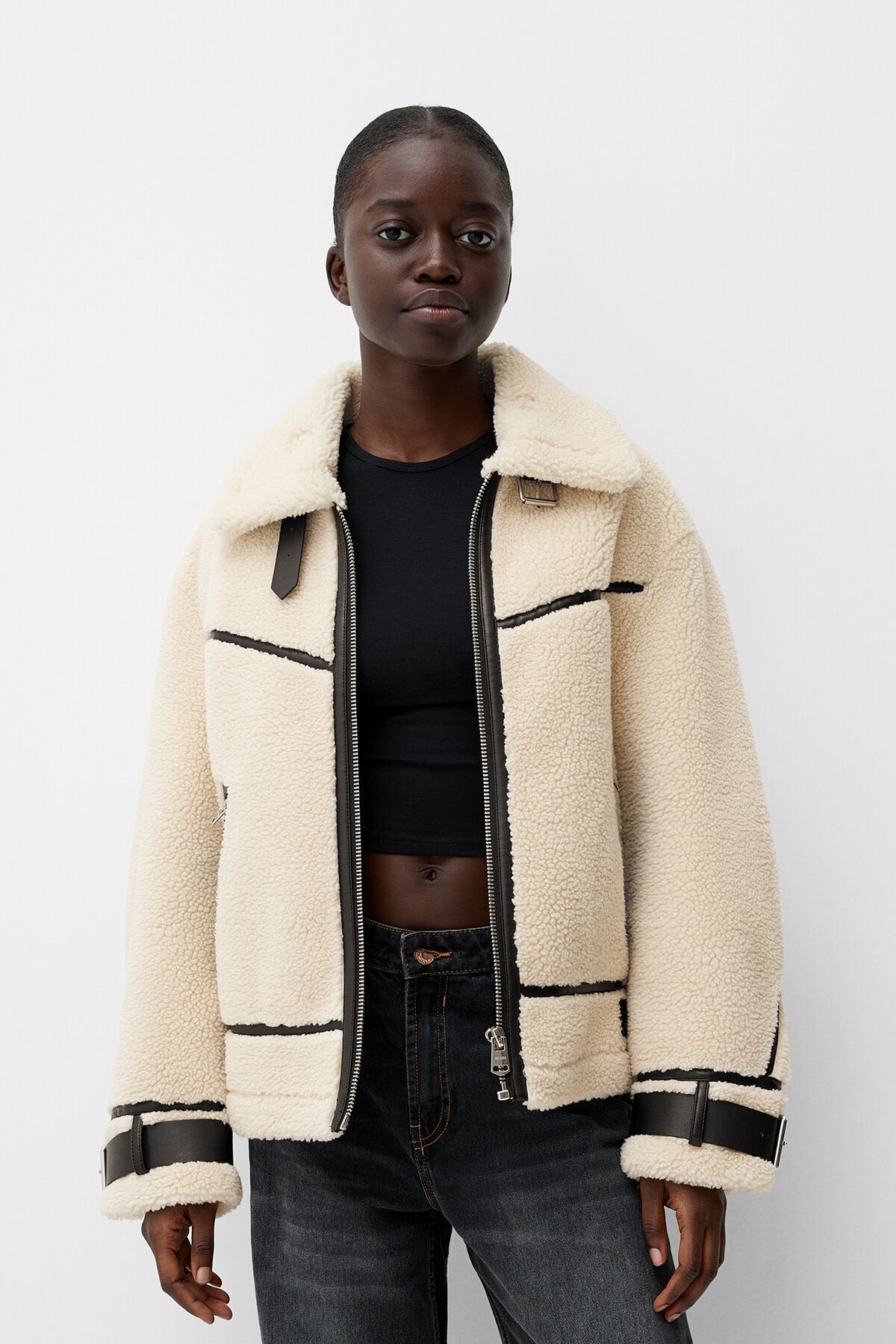 Bershka Çift taraflı peluş ceket