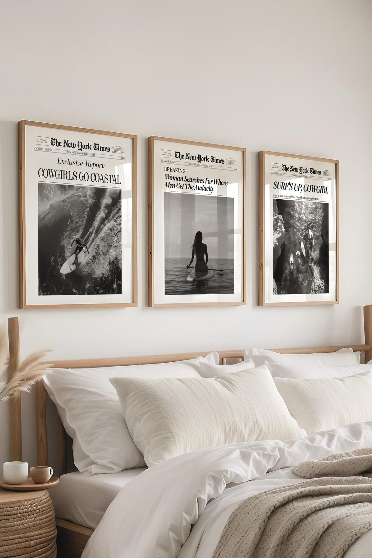 postifull Minimalist Tablo Seti, 3 Adet Ahşap Çerçeve ve Poster - Yatak Odası, Salon, Mutfak Duvar Dekoru