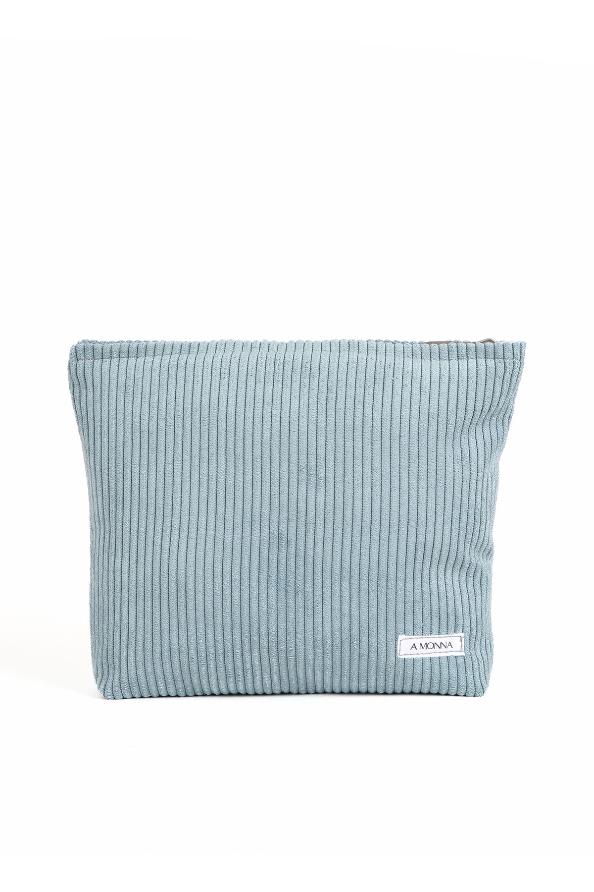 A MONNA Makyaj Düzenleyici Ve Seyahat Çantası Küçük Boy Parlak Kadife Modern Mini Organizer Mavi