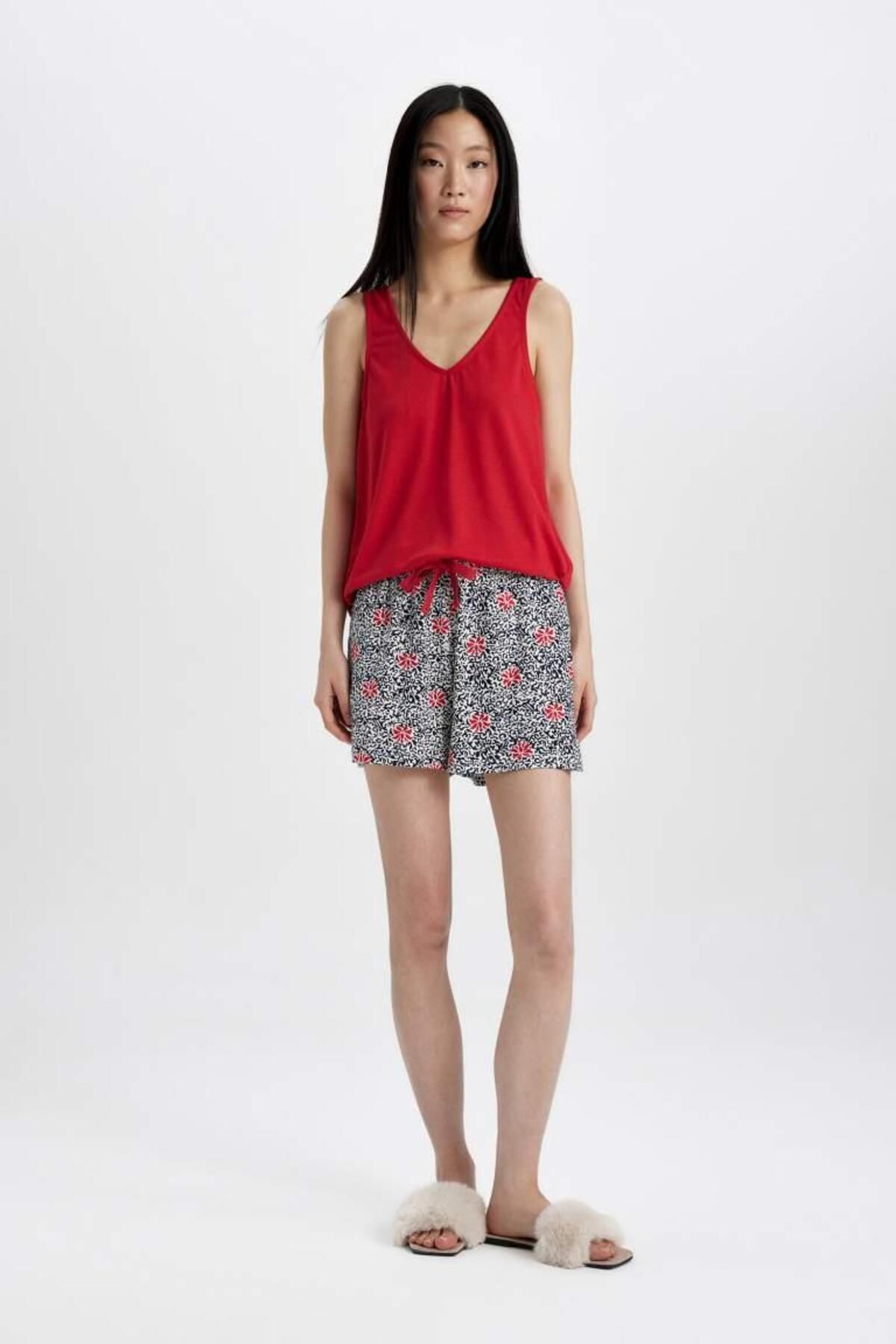 Defacto Fall In Love Pijama Takımı Kolsuz Üst Şort B8682ax24sm