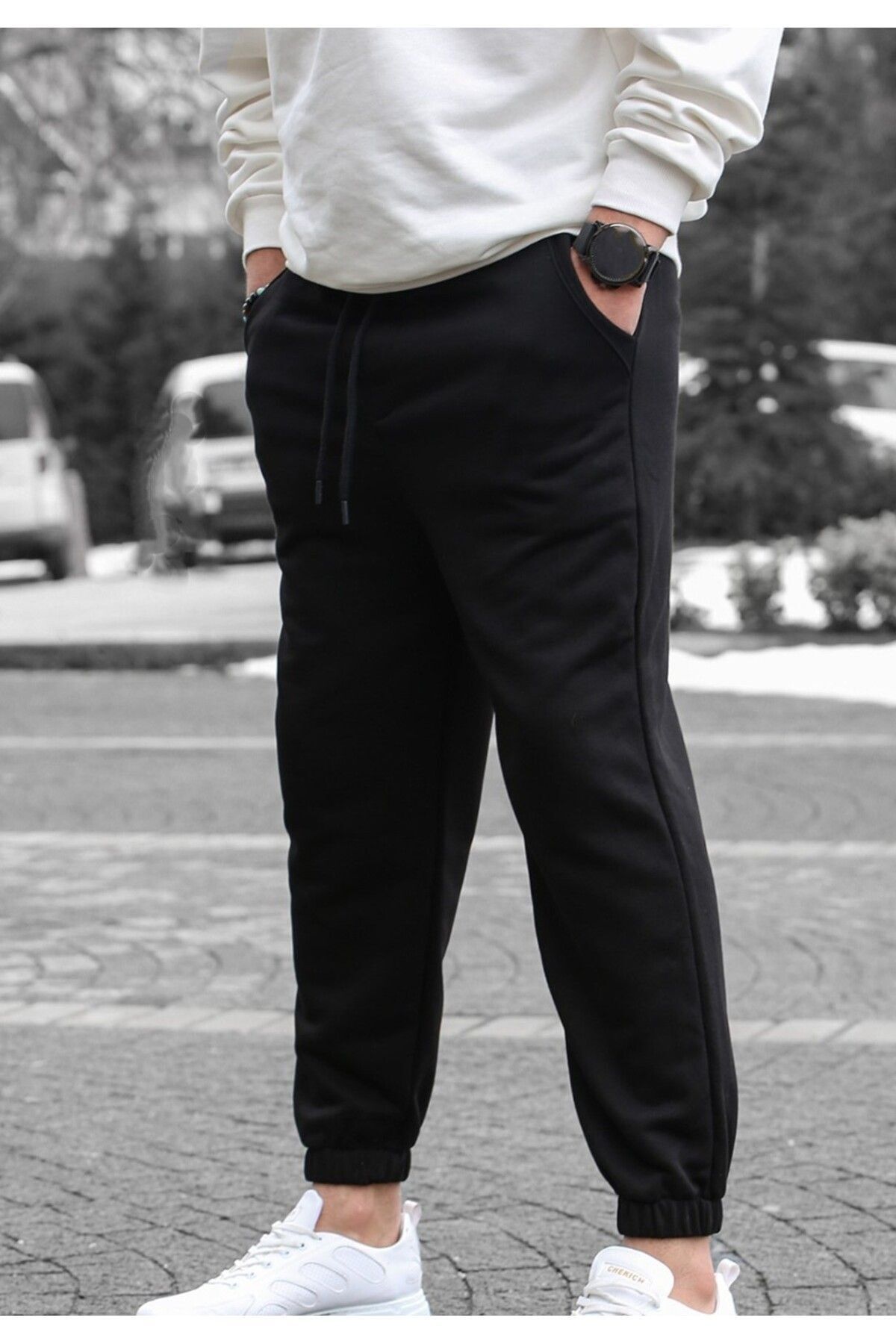 Verivay Unisex Jogger 2ip Örme Kumaş Eşofman Alt Gri Lastik Paça Yüksek Bel  Eşofman