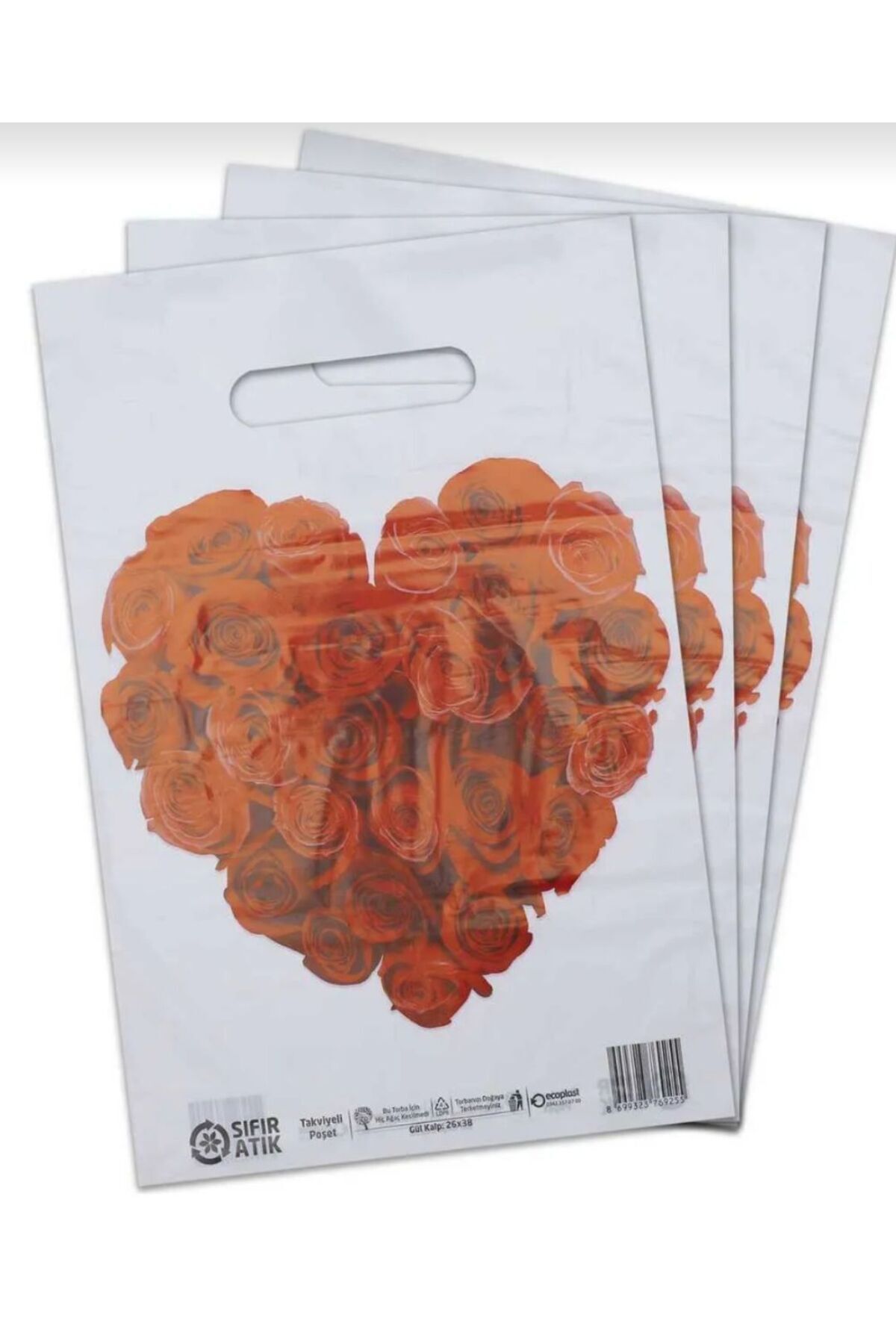 ECOPLAST Takviyeli renkli mağaza poşeti 26*38 2 no 50 adetli baskılı poşet hediye poşeti