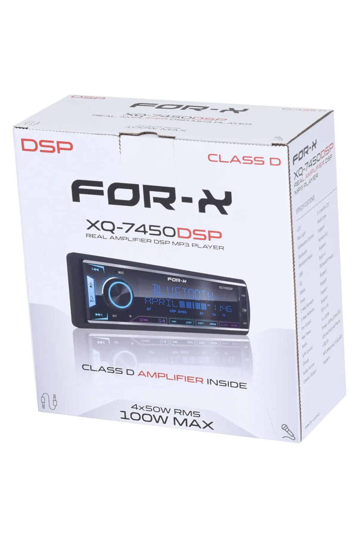 For-X XQ-7450-4X100W-MİKROFONLU-DSP İŞLEMCİ-7 RENK-BT5.0-USB-RADYO-MP3-4 ANFİ ÇIKIŞ-PROFESYONEL TEYP