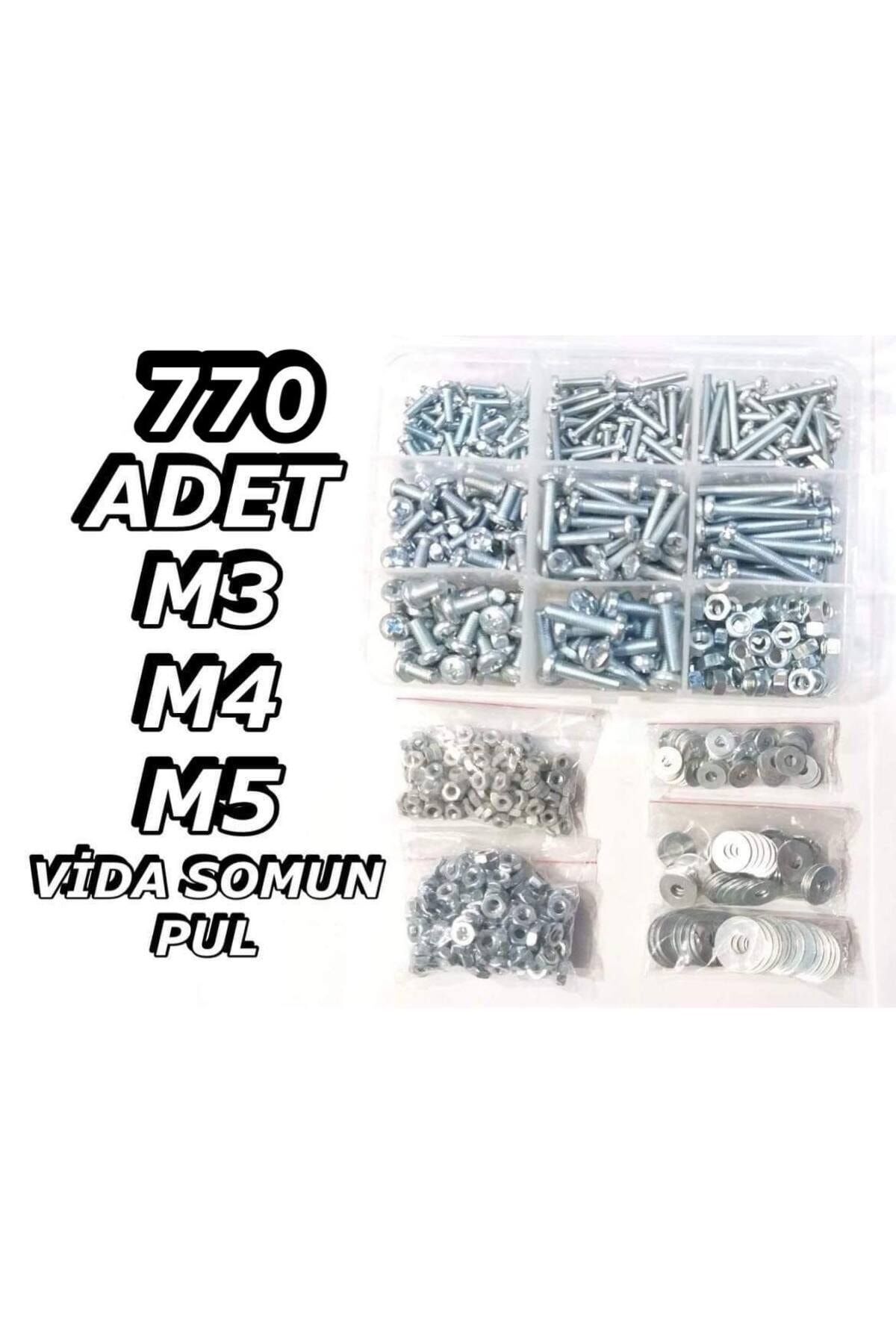 ACAR CİVATA 770 Adet M3 M4 M5 Vida Somun Pul Seti