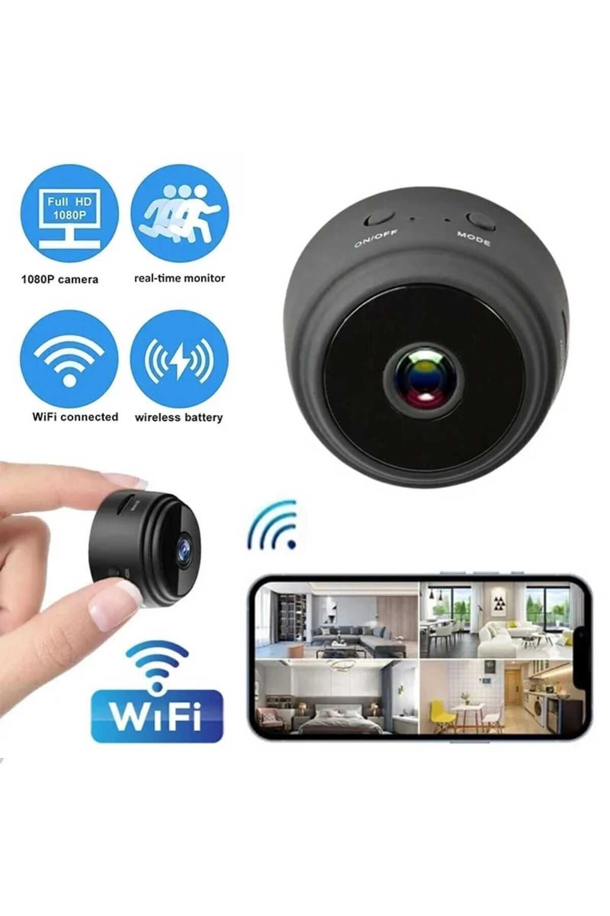 ayberktech 1080P (HD) Mini Gizli Kamera - Kablosuz Wifi Özellikli Güvenlik kamerası Taşınabilir Mini kamera