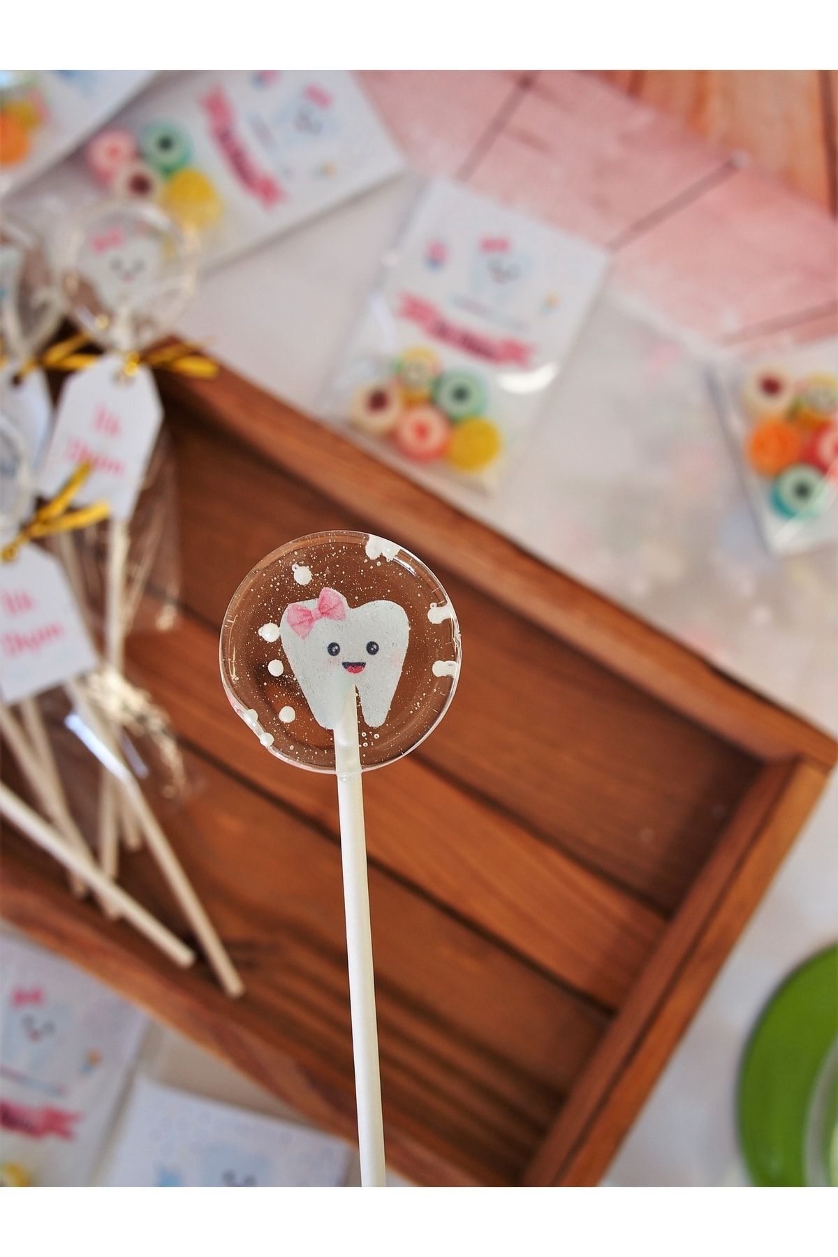 gizem şeker atölyesi Diş Buğdayı Partisi (7 Adet )kız Bebek Lolipop