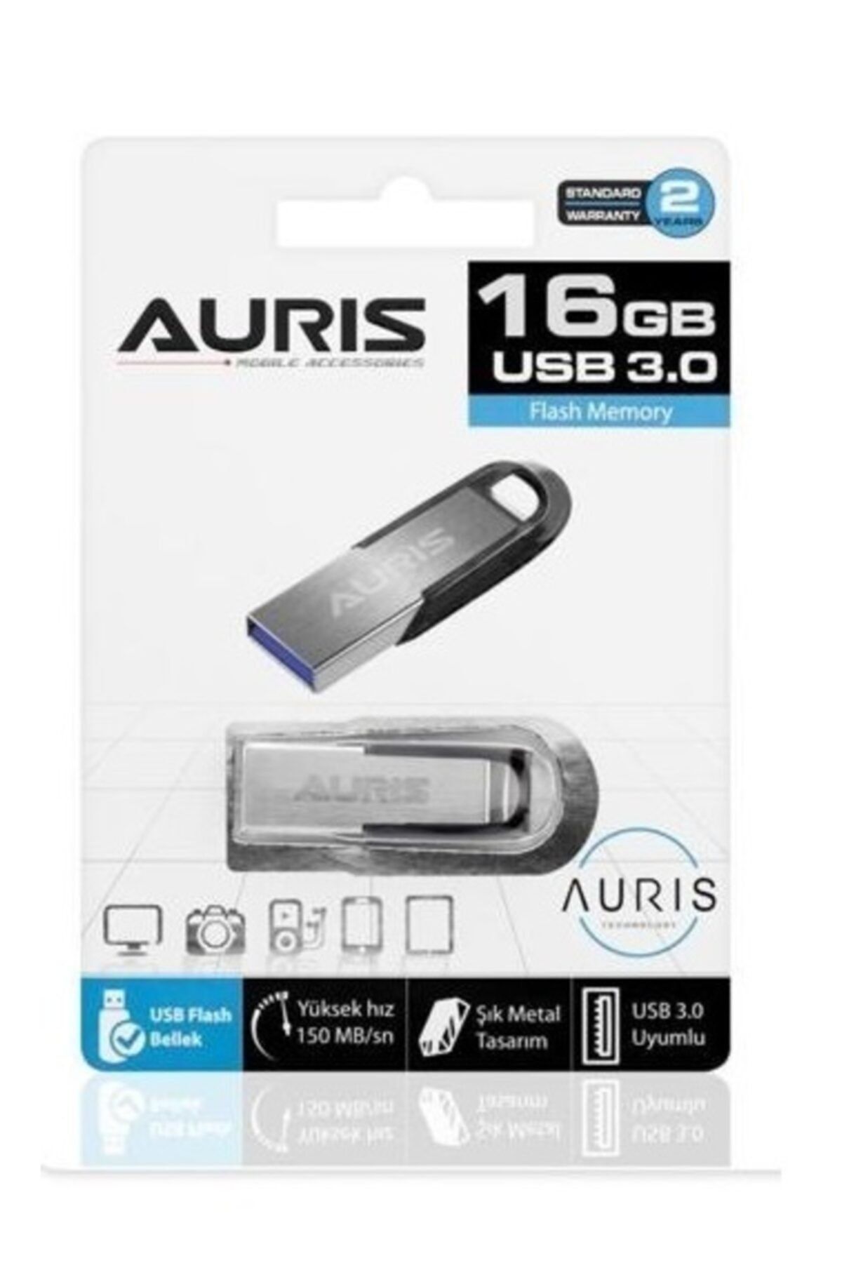 Auris 16 Gb Usb Flash Bellek 150mb/sn Hız Şık Metal Usb Bellek Flash Memory
