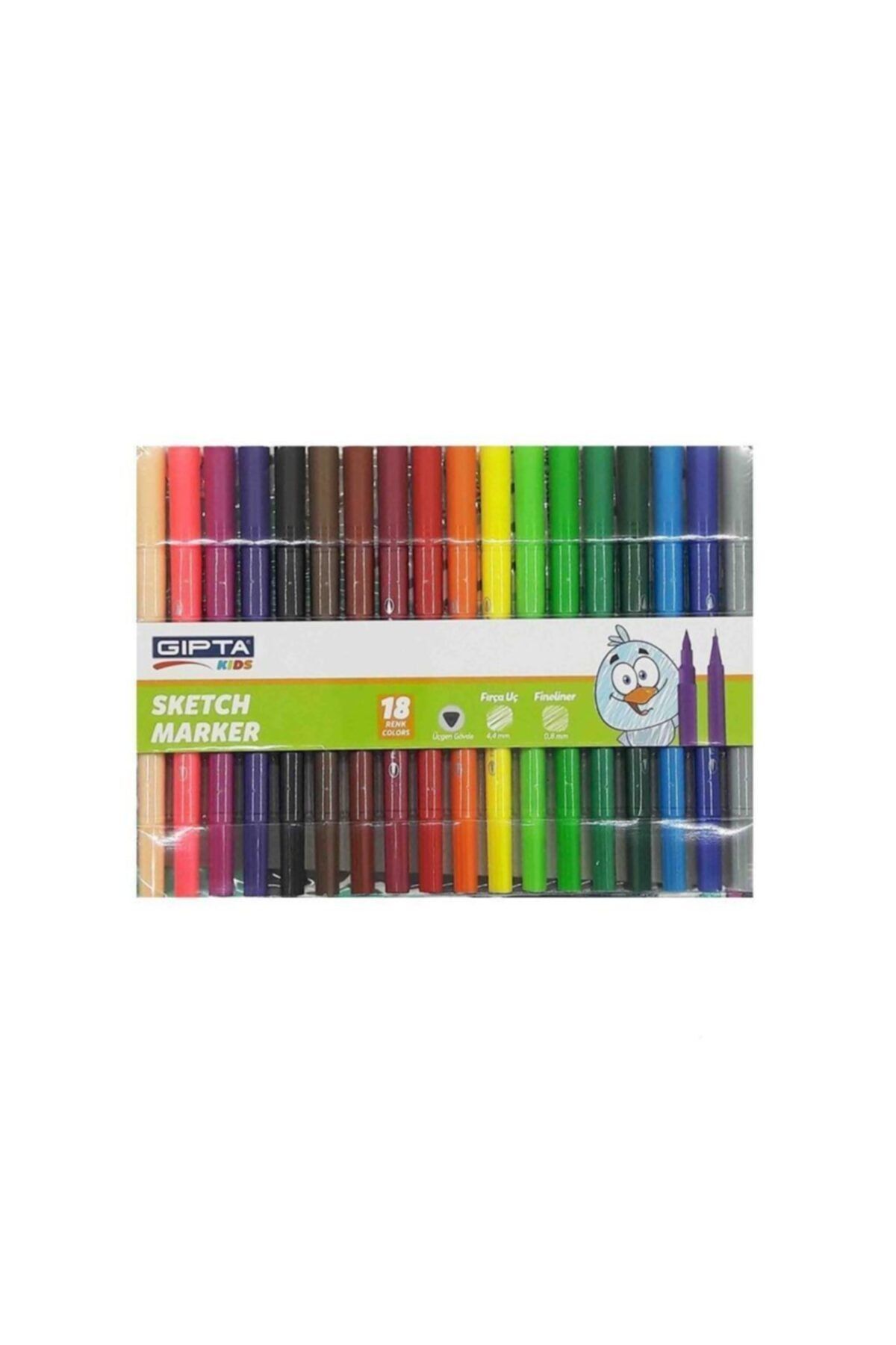 Gıpta Sketch Marker 18 Renk Fırça Uç+Fineliner Pvc Çantalı