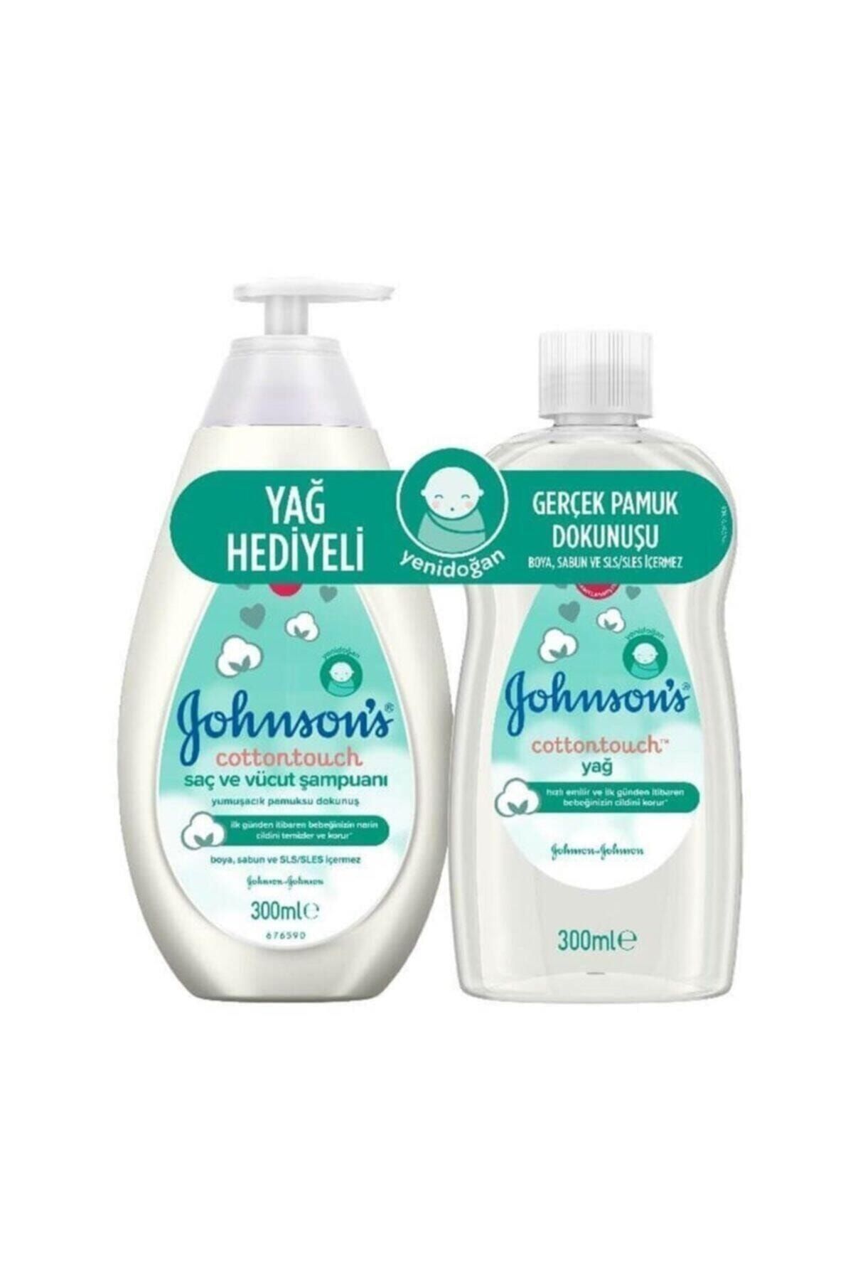 Johnson's Baby Johnsons Baby Cotton Touch Saç Ve Vücut Şampuanı 300 ml Bebek Yağı 300 ml Kofre