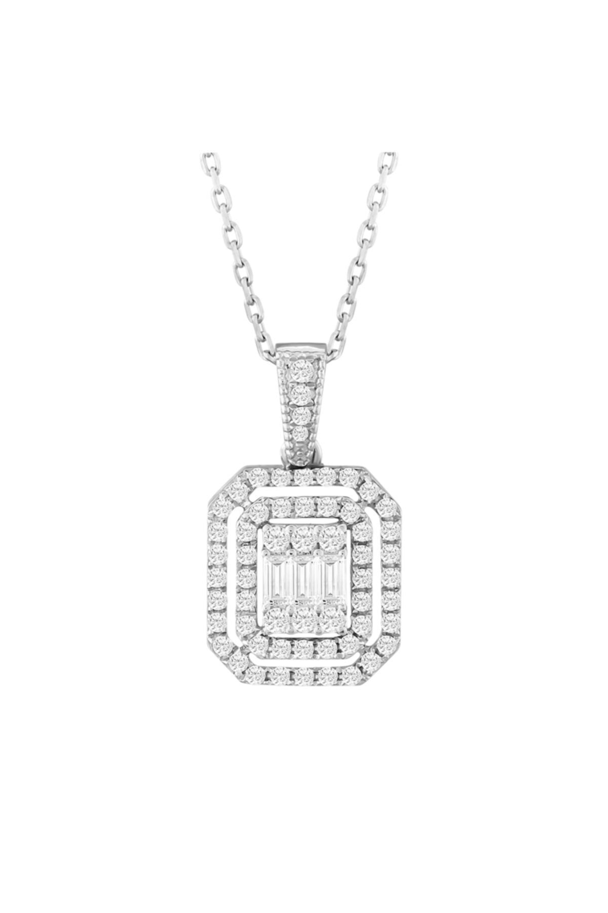 Barok Diamond Baget Pırlanta Kolye 0.43 Ct. E Vs 14k