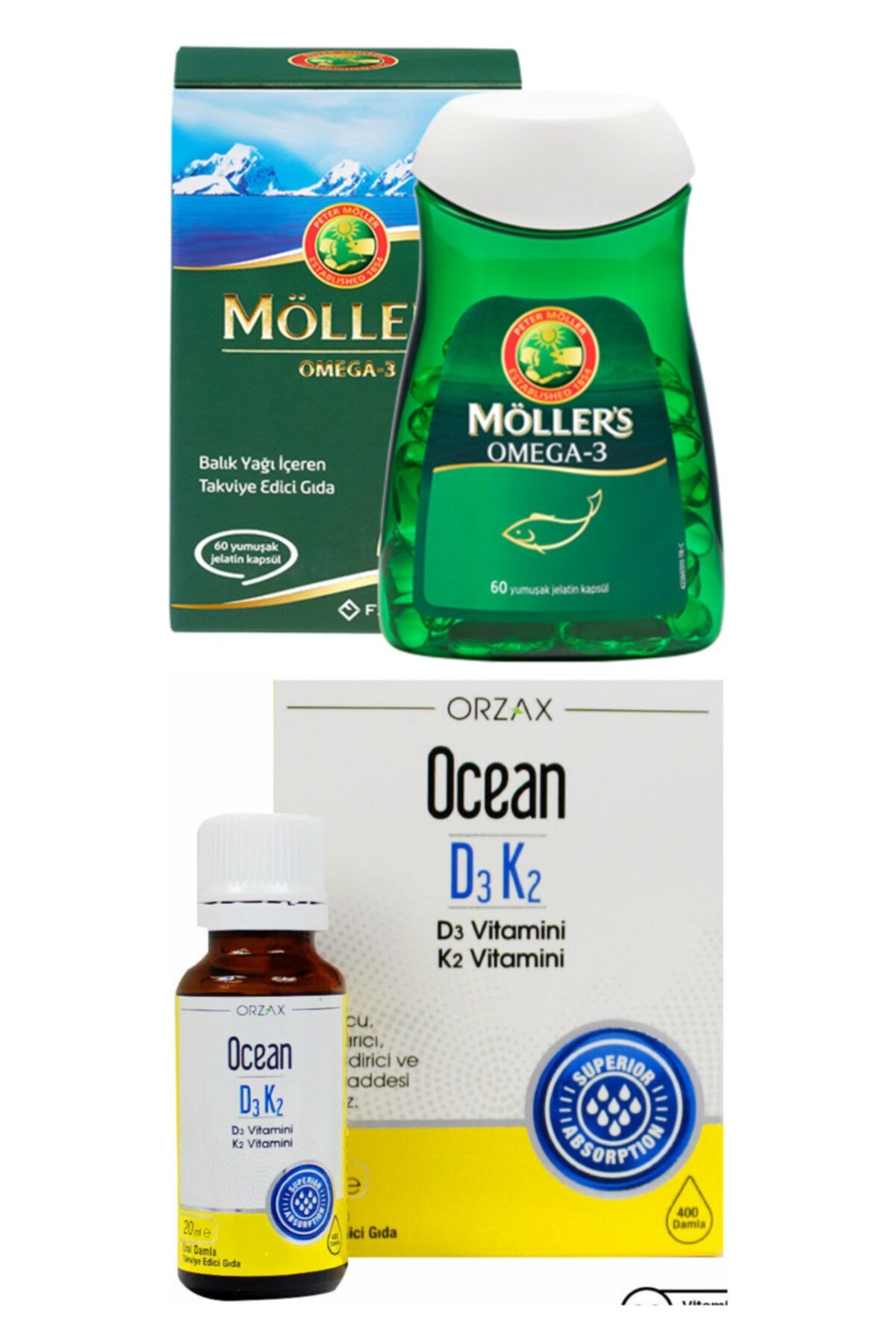 Ocean Omega 3 60 Kapsül + Ocean Vitamin D3 K2 Damla 20ml