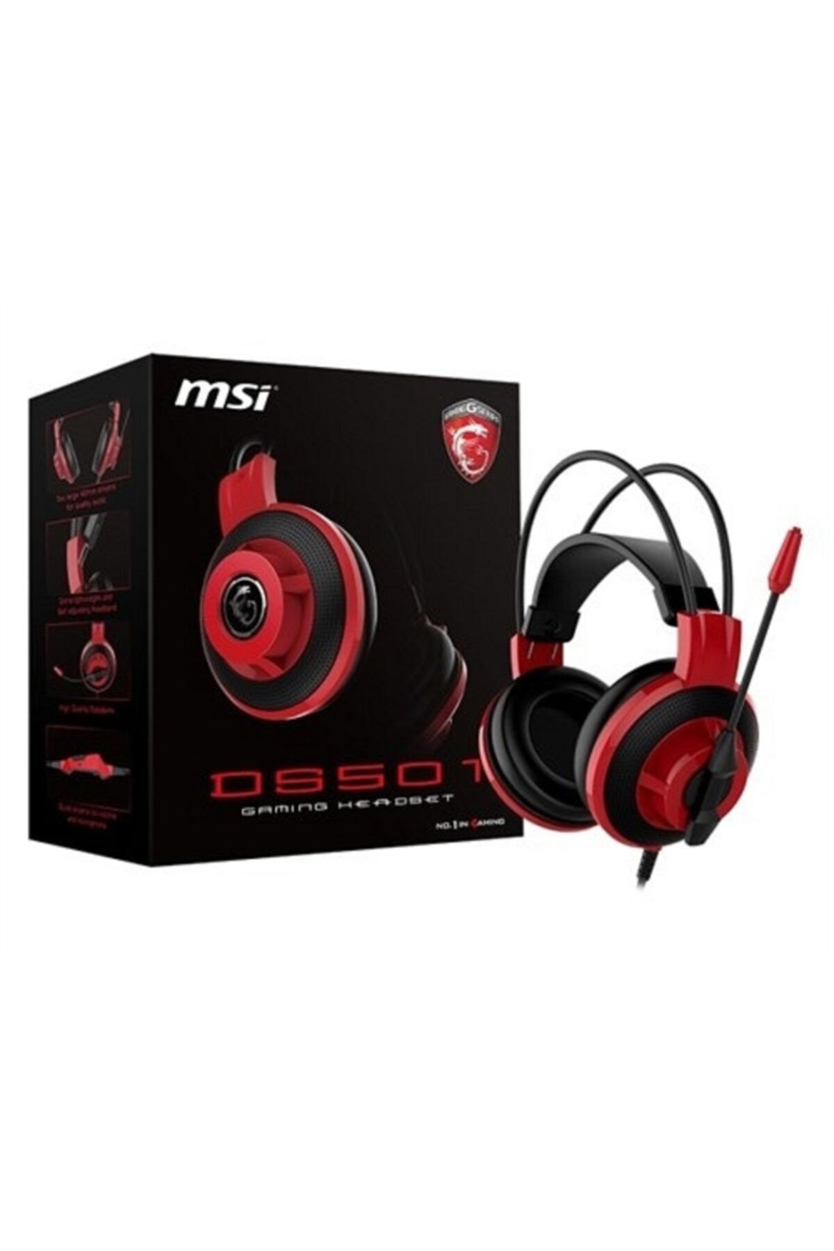 MSI Ds501 Gaming Mikrofonlu Kulaklık 3,5mm Jac Siyah-kırmızı