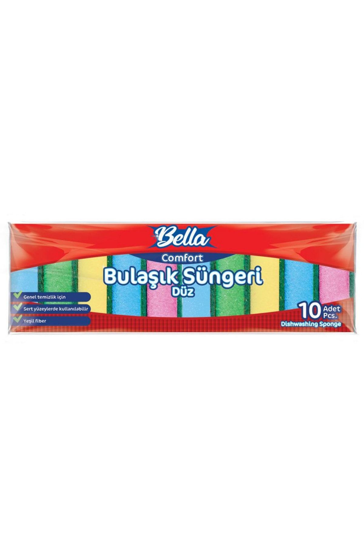Banat Bella Comfort Renkli Düz Bulaşık Süngeri 10'lu Paket