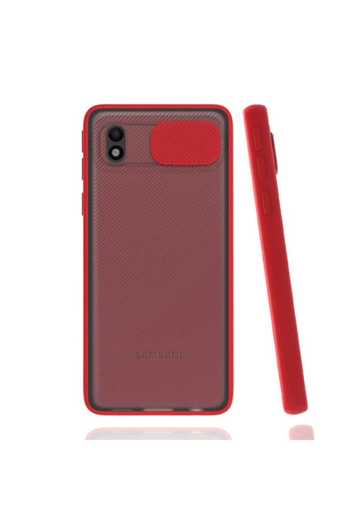 Nezih Case Galaxy A01 Core Uyumlu Nezih Case Kamera Korumalı Mat Silikon Kılıf Kırmızı