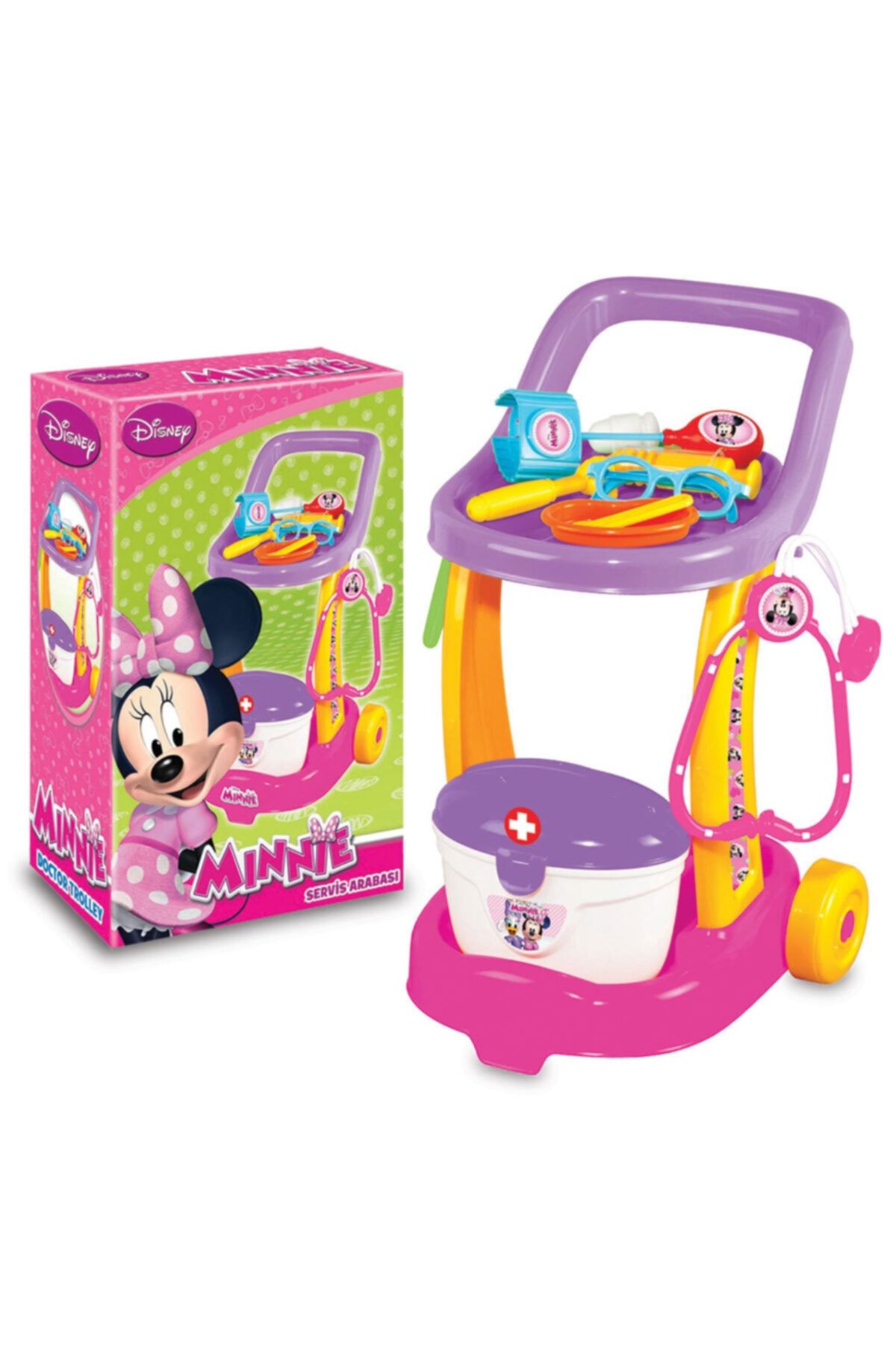 DEDE Minnie Mouse Doktor Servis Arabası Çocuk Oyuncak Doktor Seti-01978