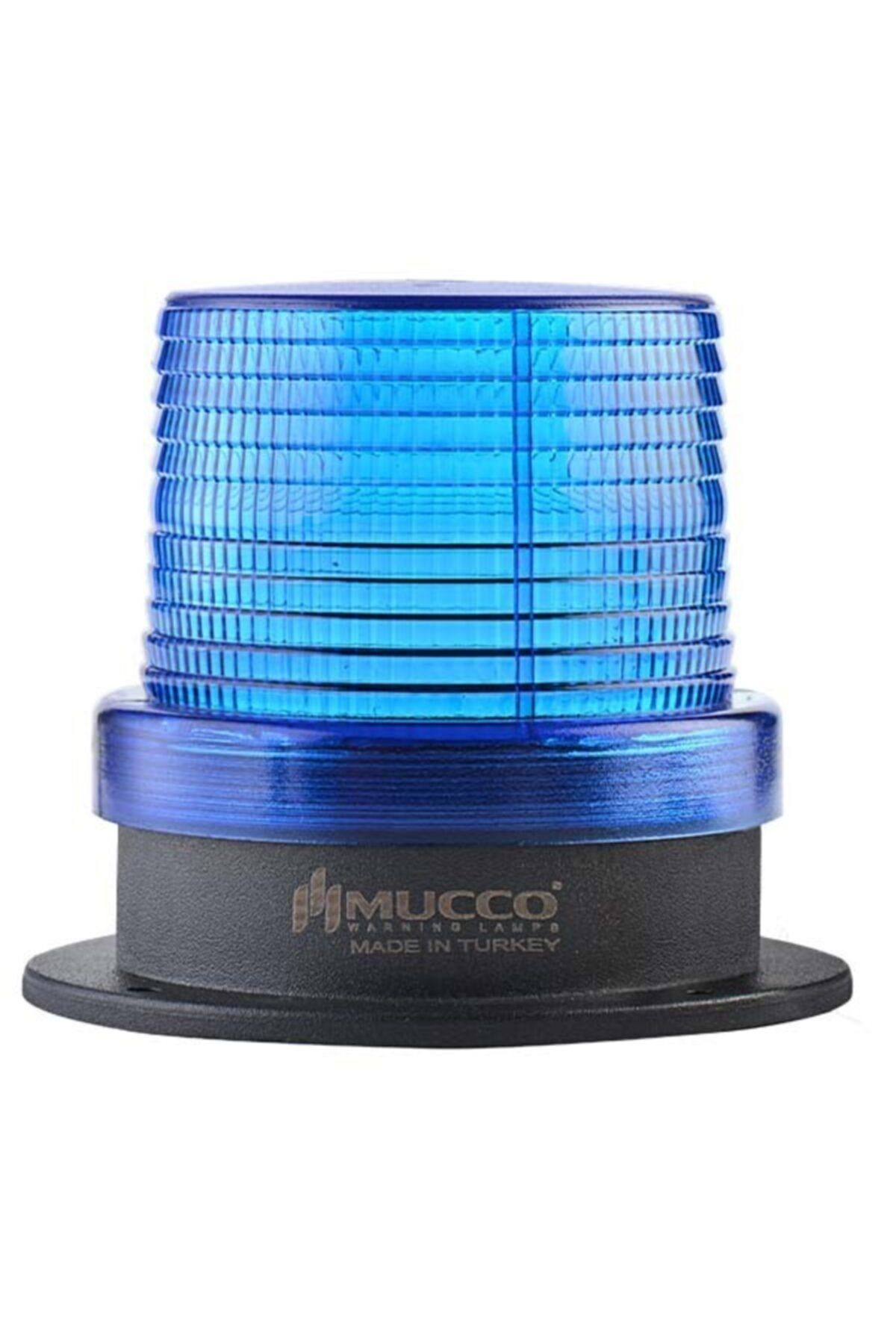 MUCCO 90 Çap 5 Işık Modu 10 Melodili Power Ledli Buzzerlı 85-250v Ac/dc Mavi Tepe Lambası
