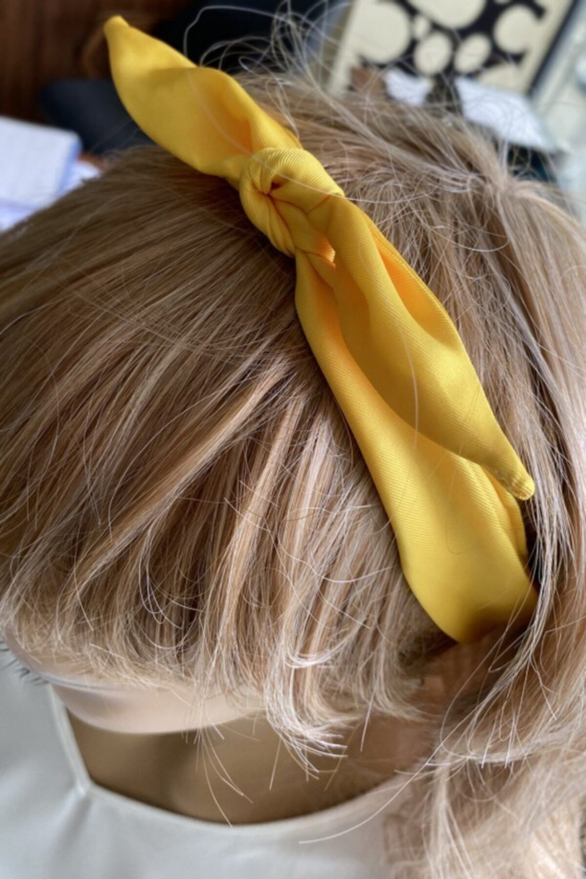 Artikel Sarı Bağlamalı Düğüm Saç Bandı, Saç Aksesuarı, Saç Tokası