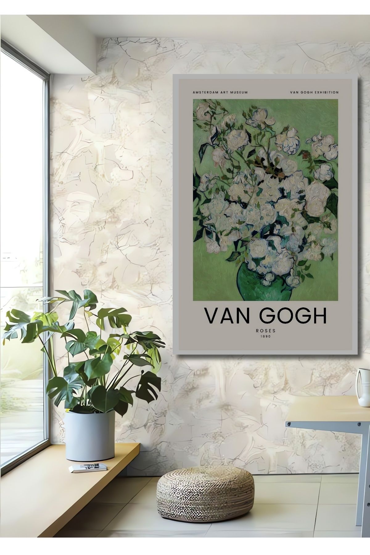 Teona Ahşap Dekoratif Ahşap Dikdörtgen Tablo Van Gogh Çiçekler