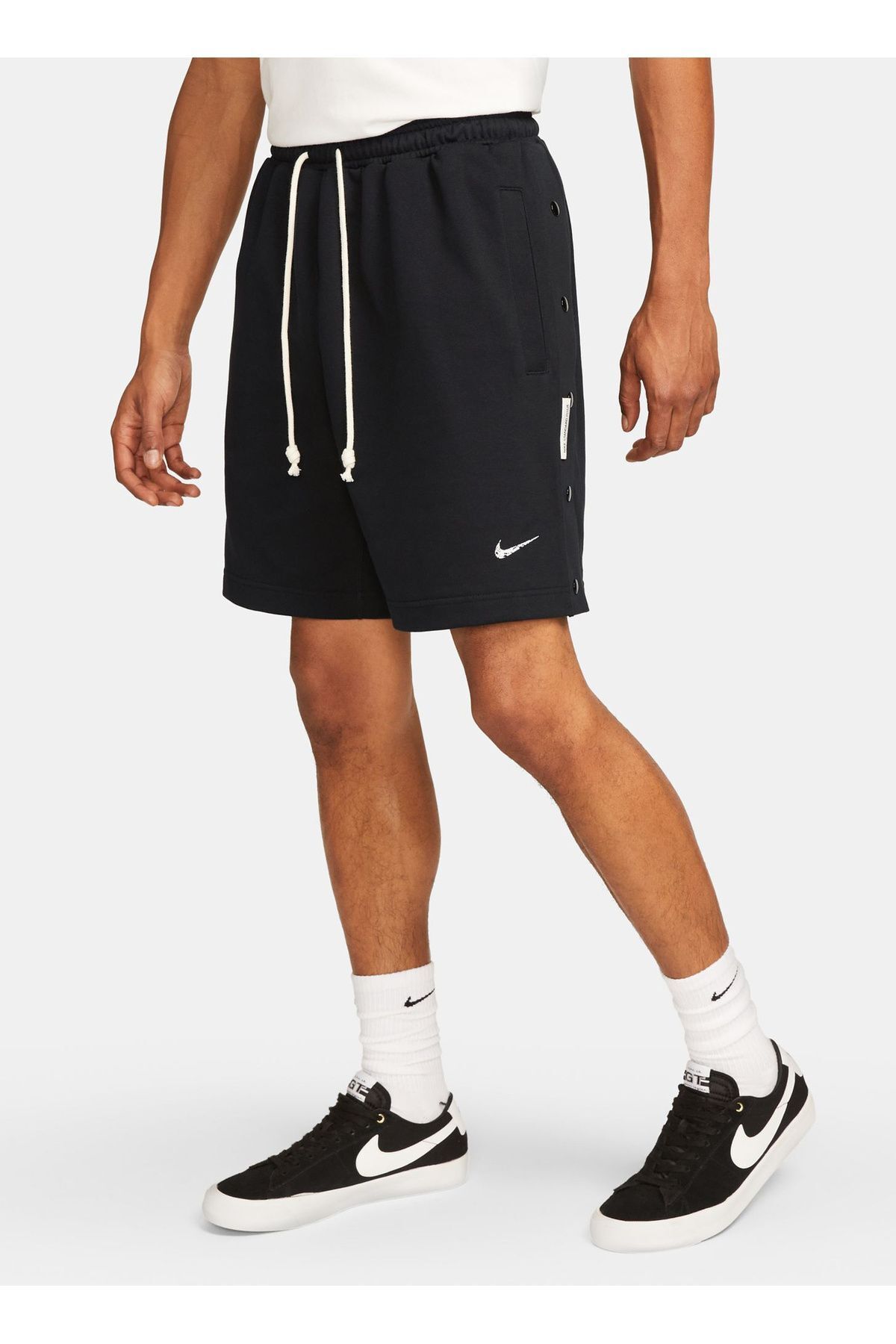 Nike Siyah - Gri - Gümüş Erkek Regular Fit Şort FB6921-010 M NK DF SI FLC 8IN SHORT