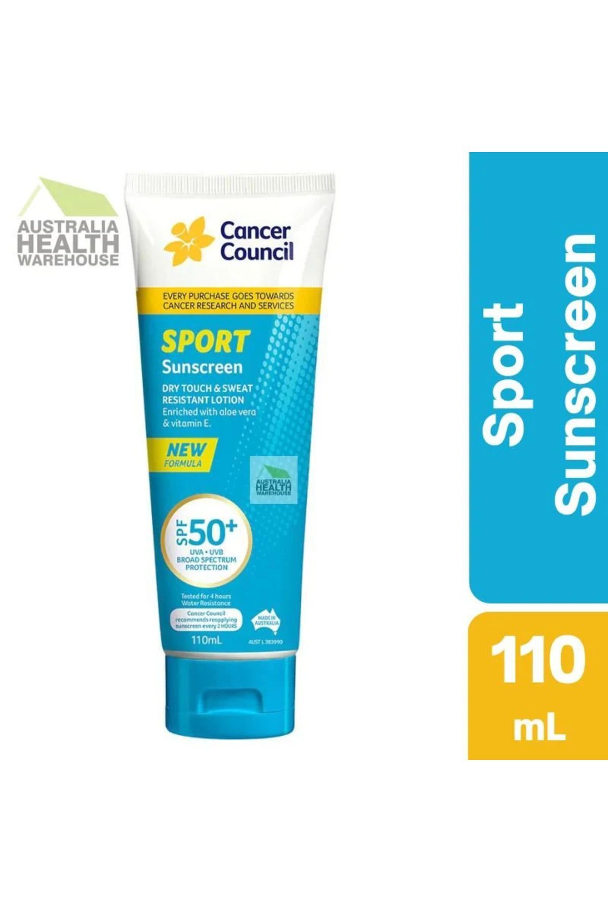 Cancer Council Australia Sport Sunscreen 50+ SPF 110ML Güneş Kremi Avustralya Üretimi Zorlu UV Koşulları UVA/UVB koruyucu