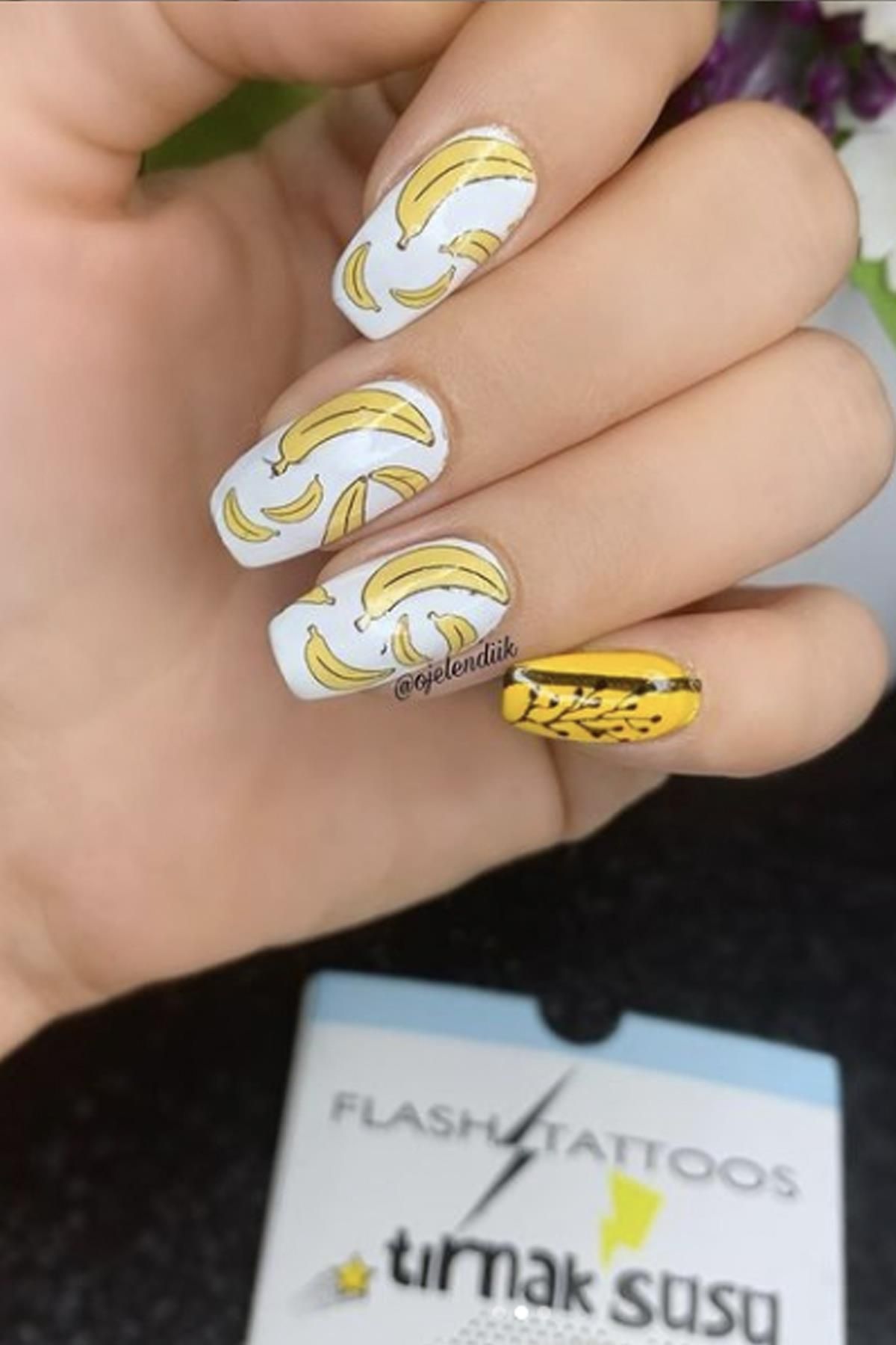 Flash Tattoos Ananas Sarı Set Tırnak Dövmesi