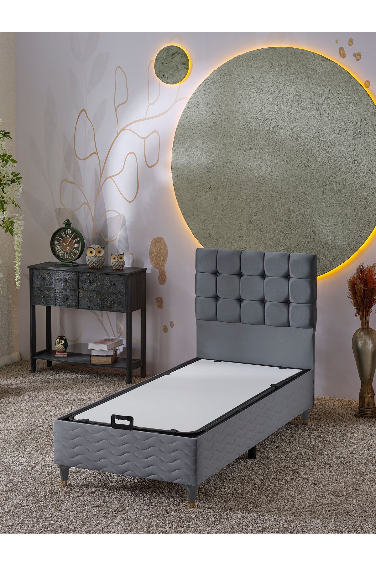 beehanem Bengü 90x190 Tek Kişilik (BAZA BAŞLIK) 2 Li Set (BABYFACE GRİ)