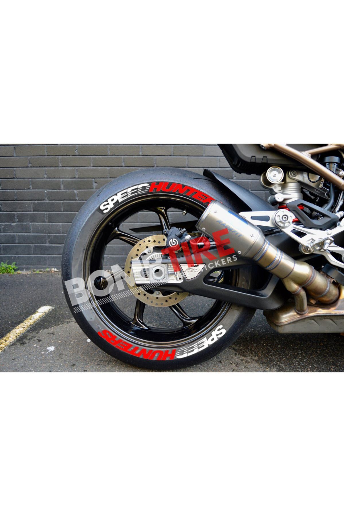 bombtire Motorsiklet Lastik Yazısı Beyaz Kırmızı Speedhunters 4 Adet 2.5 Cm Sticker Arma (MADE IN USA) ®