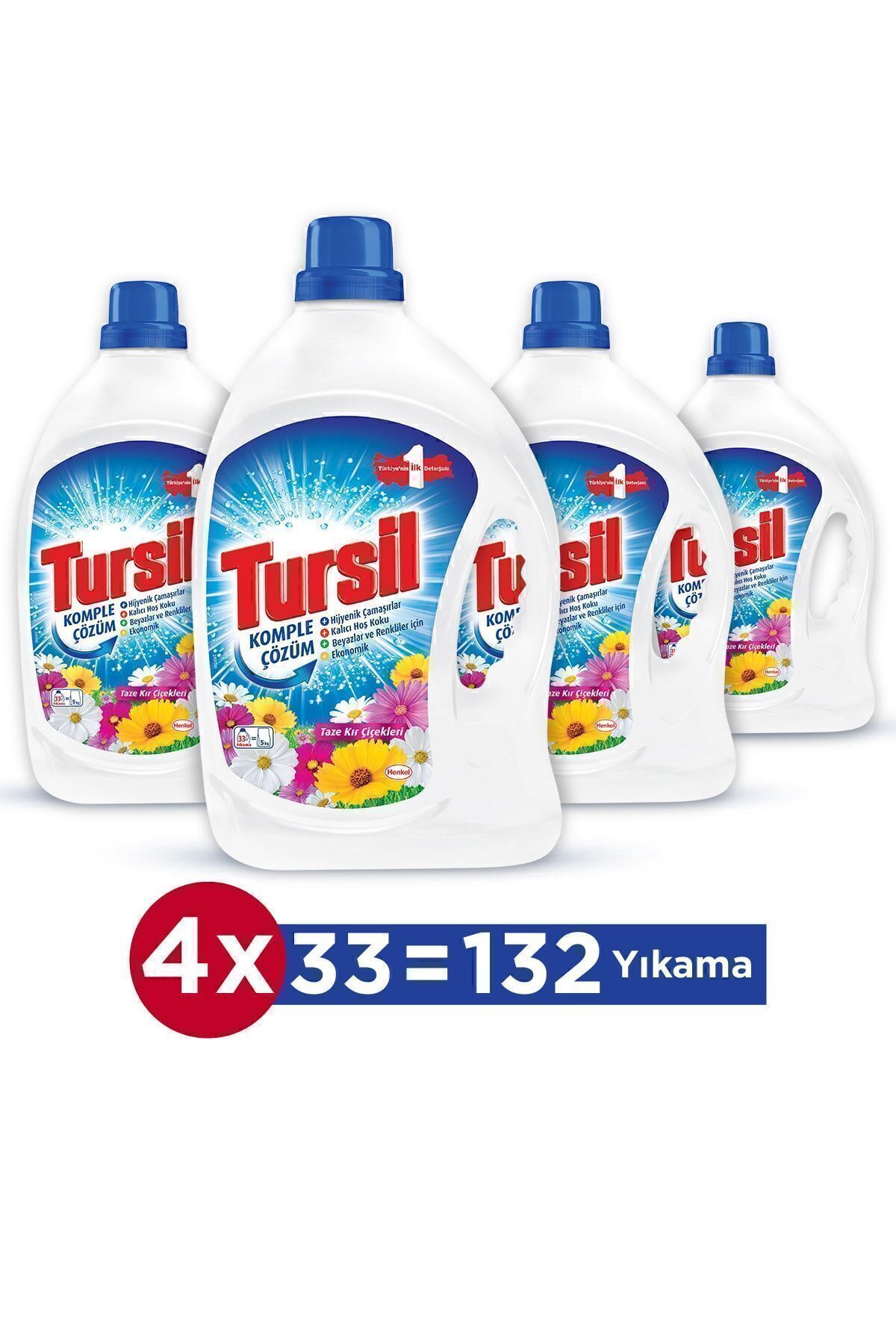 Tursil Sıvı Çamaşır Deterjanı 4 x 2145ml (132 Yıkama) Kır Çiçekleri