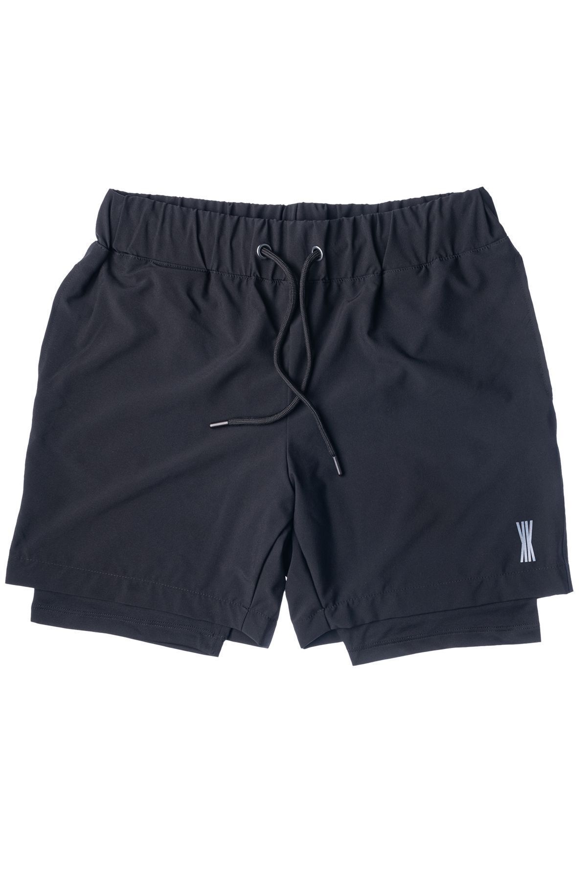 Kishi Fit Mercury Erkek Ter Tutmayan, Taytlı Mikropolyester Siyah/siyah Sporcu Şortu