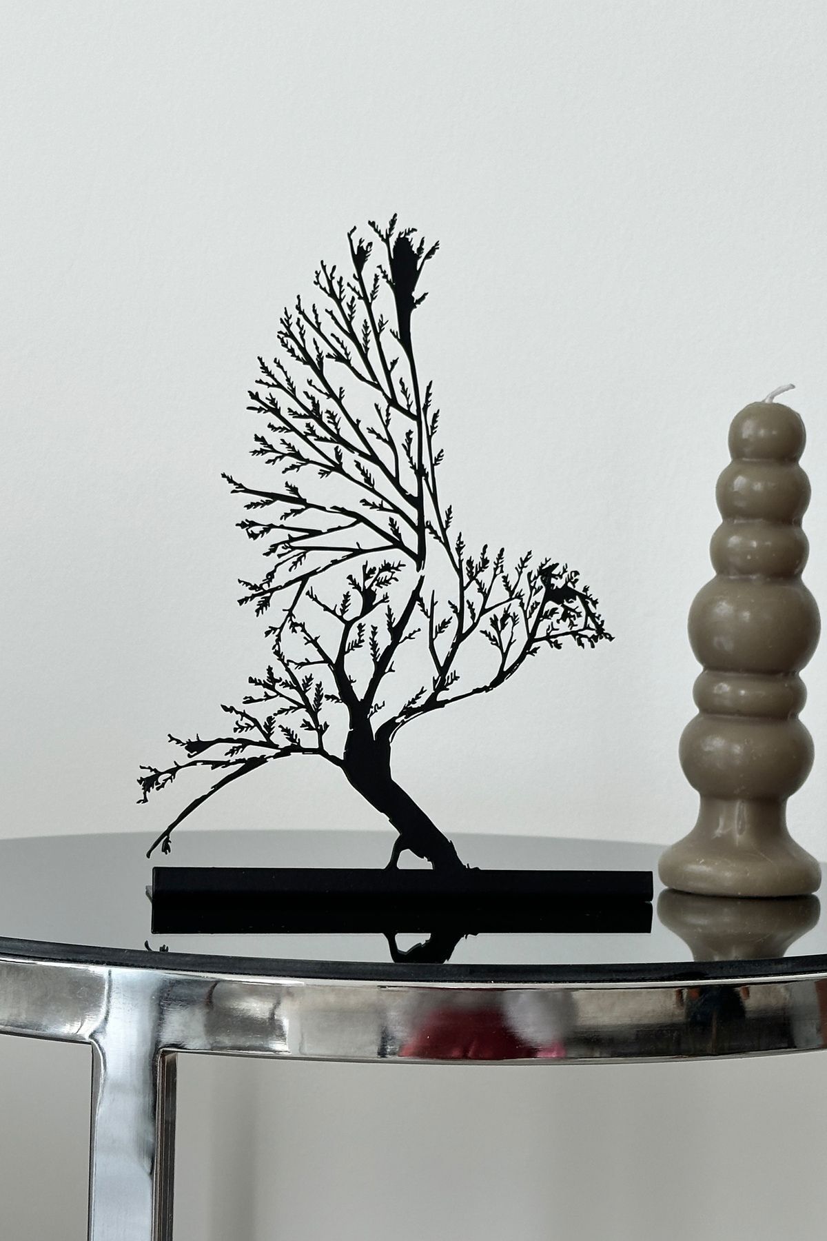 WOODY METAL Ağaç ve Kuş Temalı  Metal Masa Süsü, Dekoratif Obje Biblo, Ev Ofis Dekorasyon, Salon Aksesuar Hediye