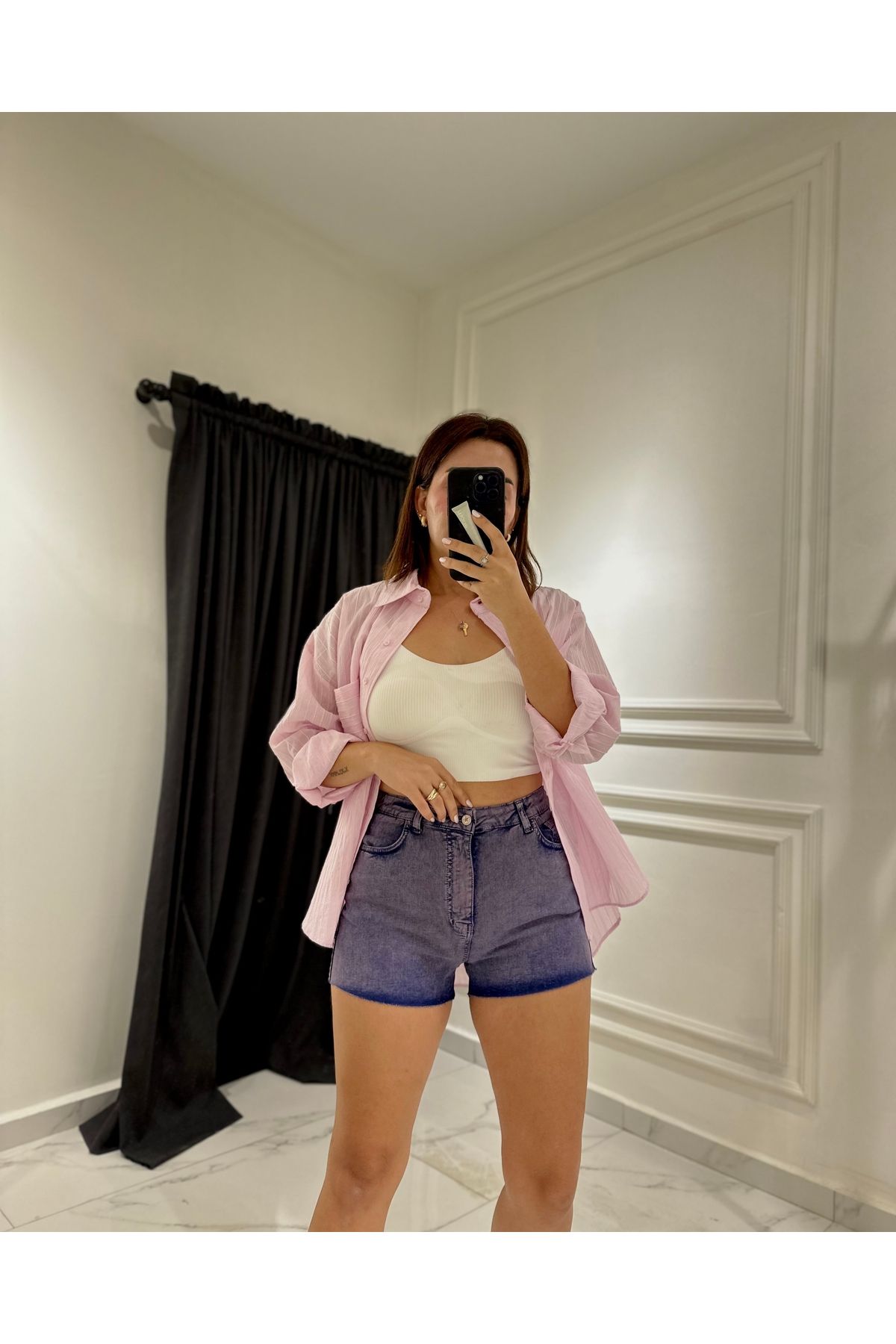 Pop Sodalit mavisi denim şort