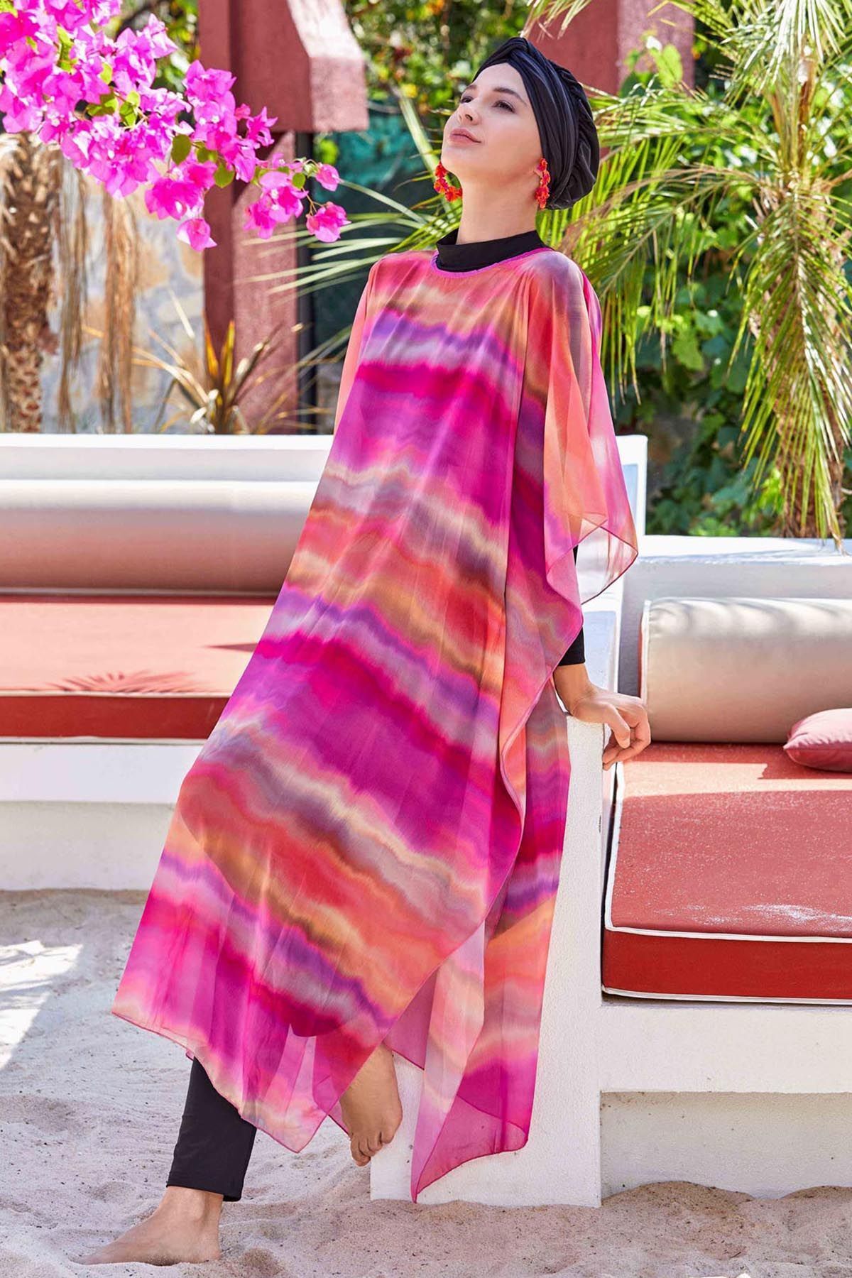 Remsa Mayo Mayo Üzerine Tek Pareo Kaftan Trıana 6100 Fuşya