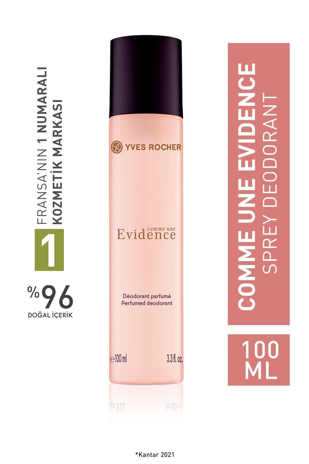 Yves Rocher Comme Une Evidence - Sprey Deodorant - 100 ml + Isana Roll On Aloe Vera 50 ml Set