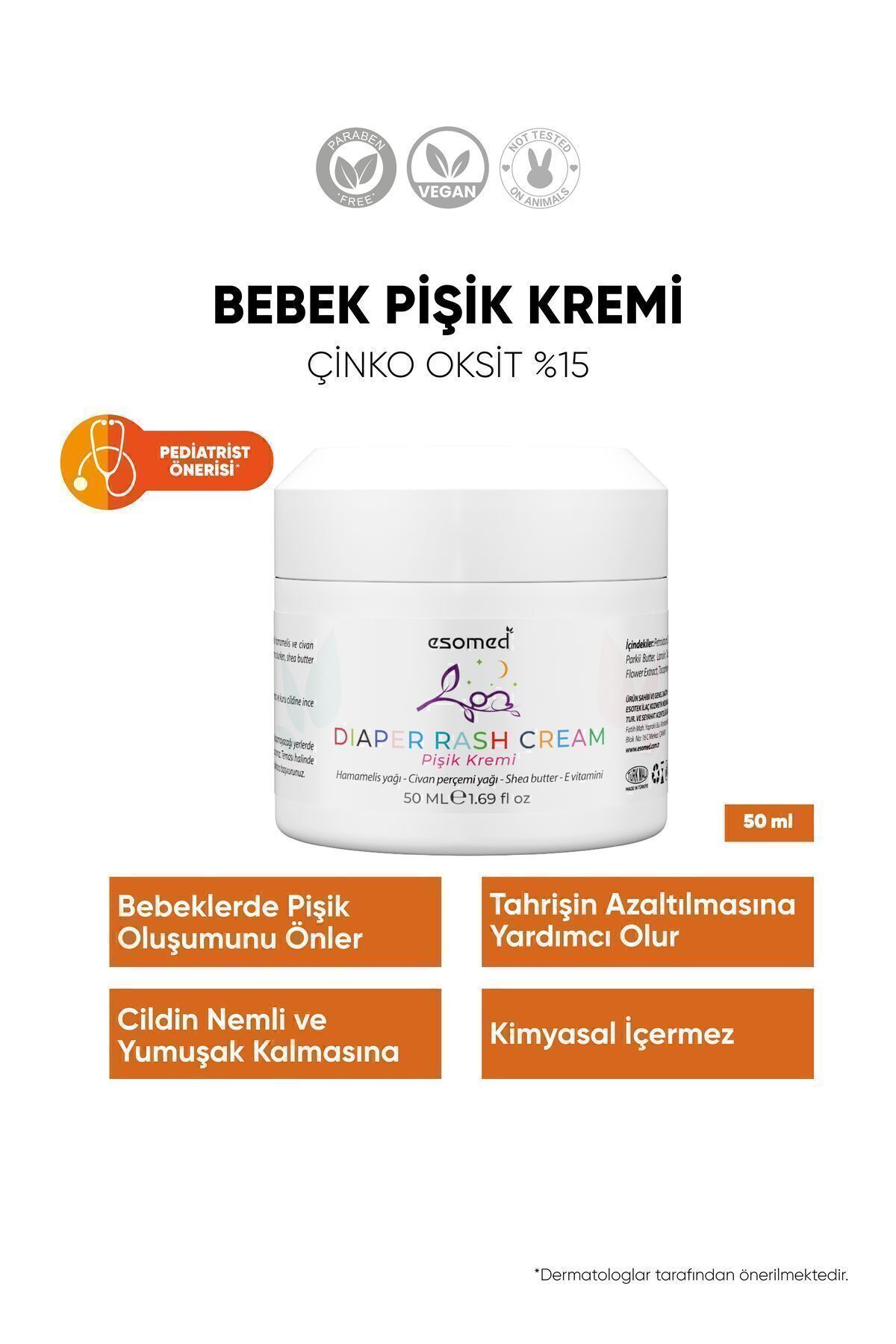 Esomed Pişik Önleyici Bebek Bakım Kremi Çinko Oksit %15 50 ml