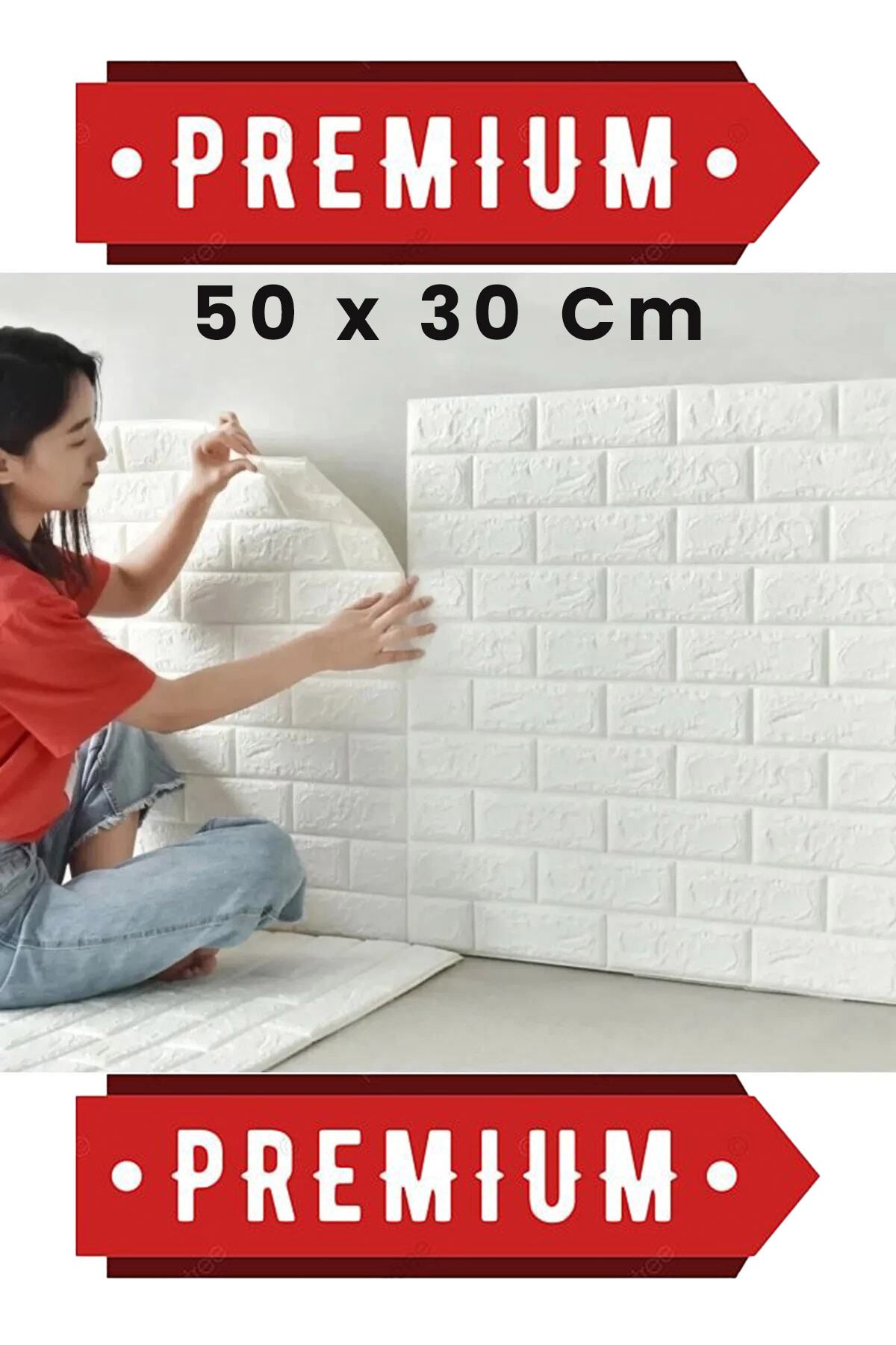 Bien Home 50 X 30 Cm 0,17 M² Kendinden Yapışkanlı Duvar Kağıdı Esnek Köpük Paneli 3d Boyutlu Tuğla Desen Beyaz