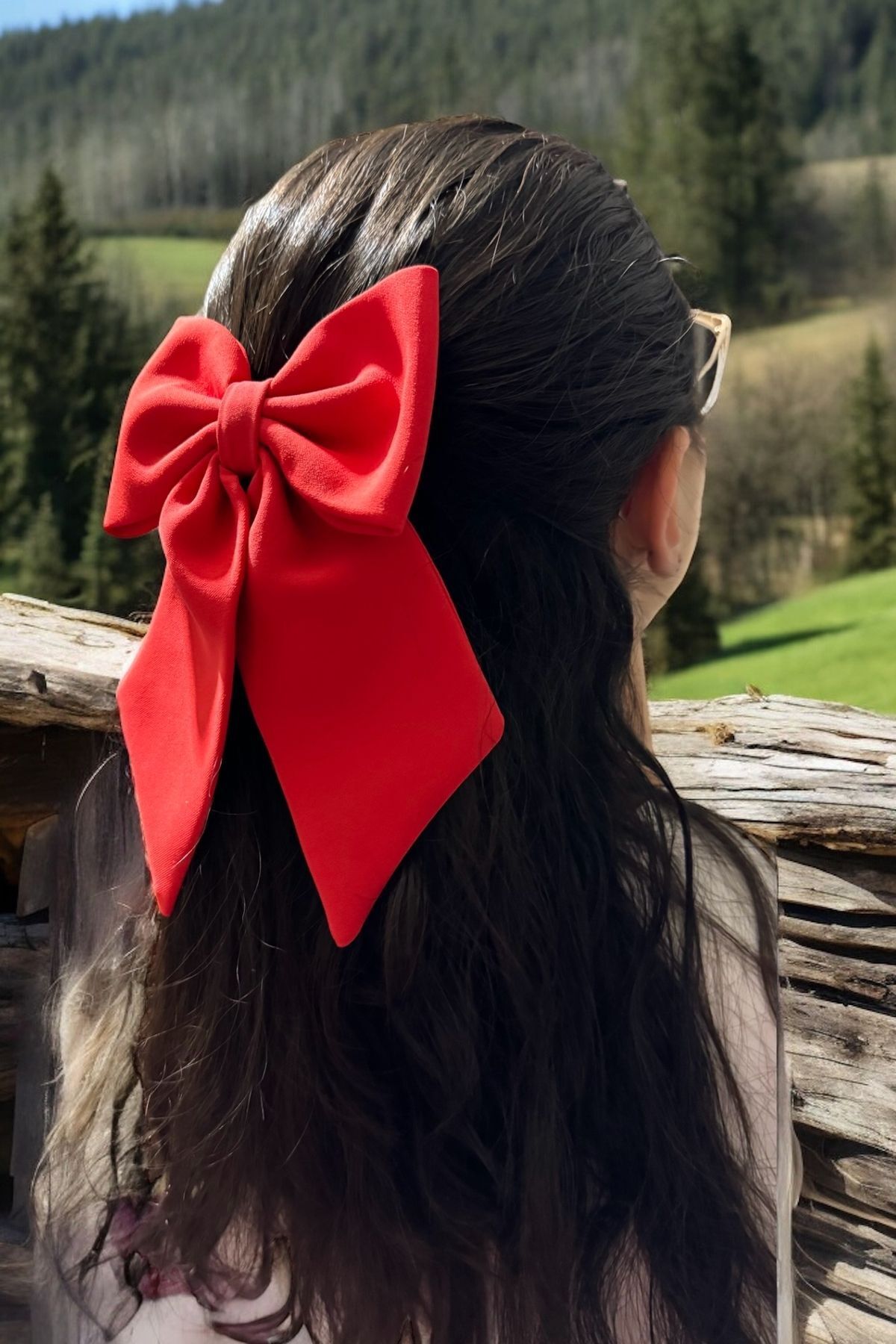 unique-g fashion accesories Kırmızı Fiyonk Toka