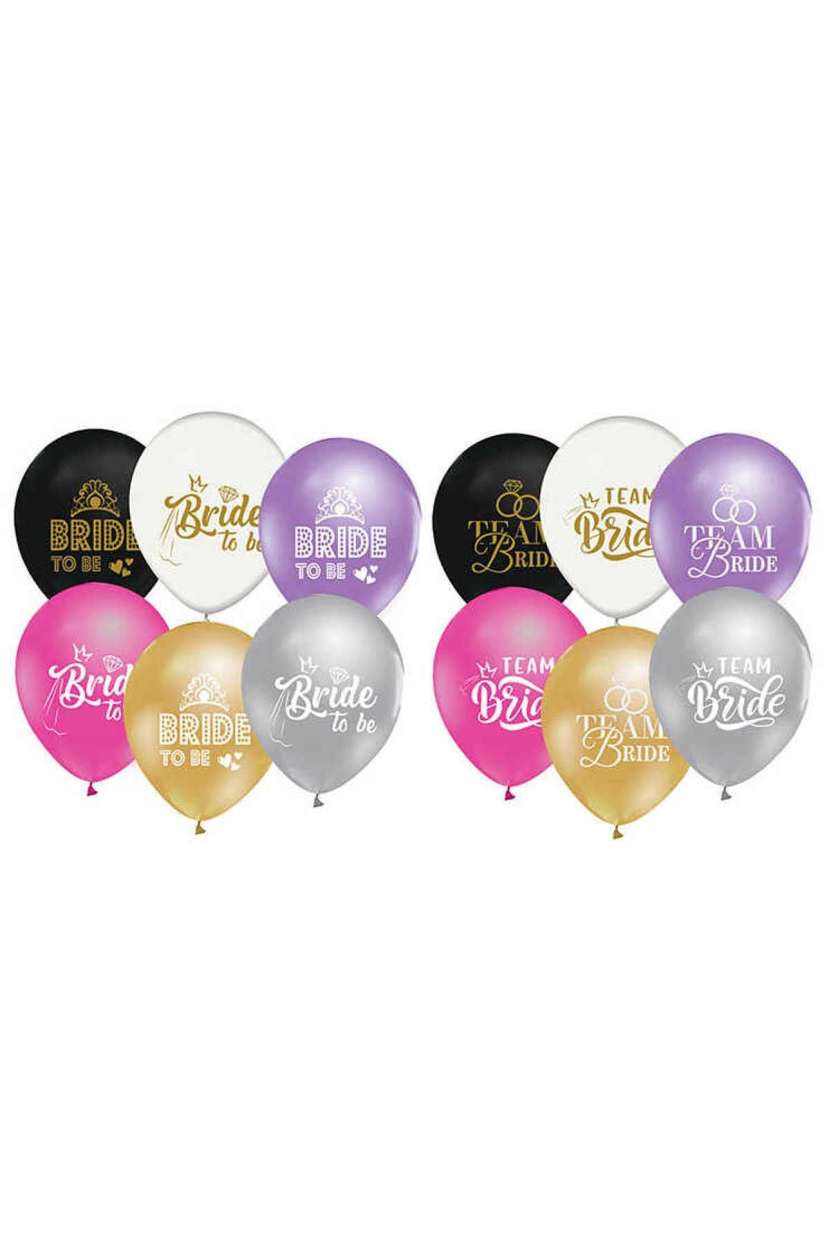 Huzur Party Store Bride To Be Team Bride Yazılı 10 Adet Balon Renkli Bekarlığa Veda Partisi Temalı Balon Konsept