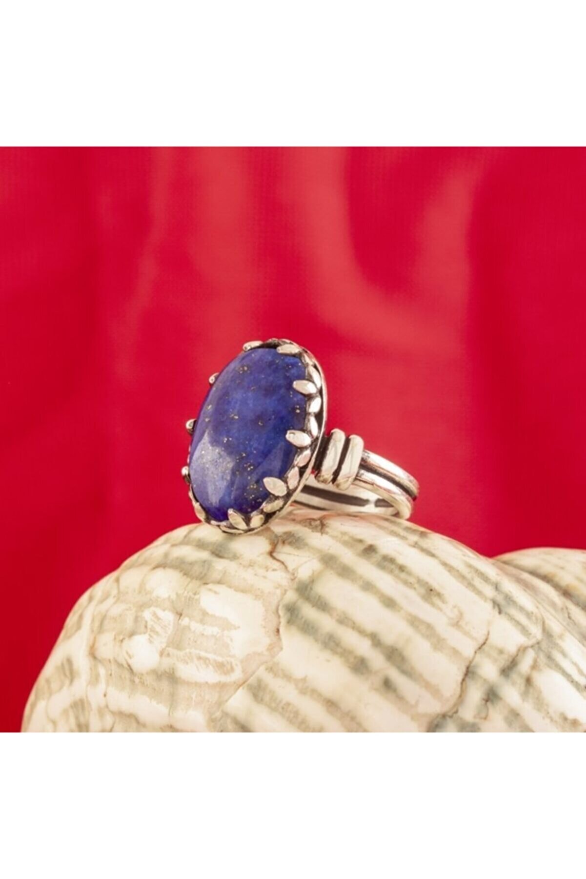Takıdepo Çift Kol Model Lapis Lazuli Taşlı El Işi Gümüş Yüzük