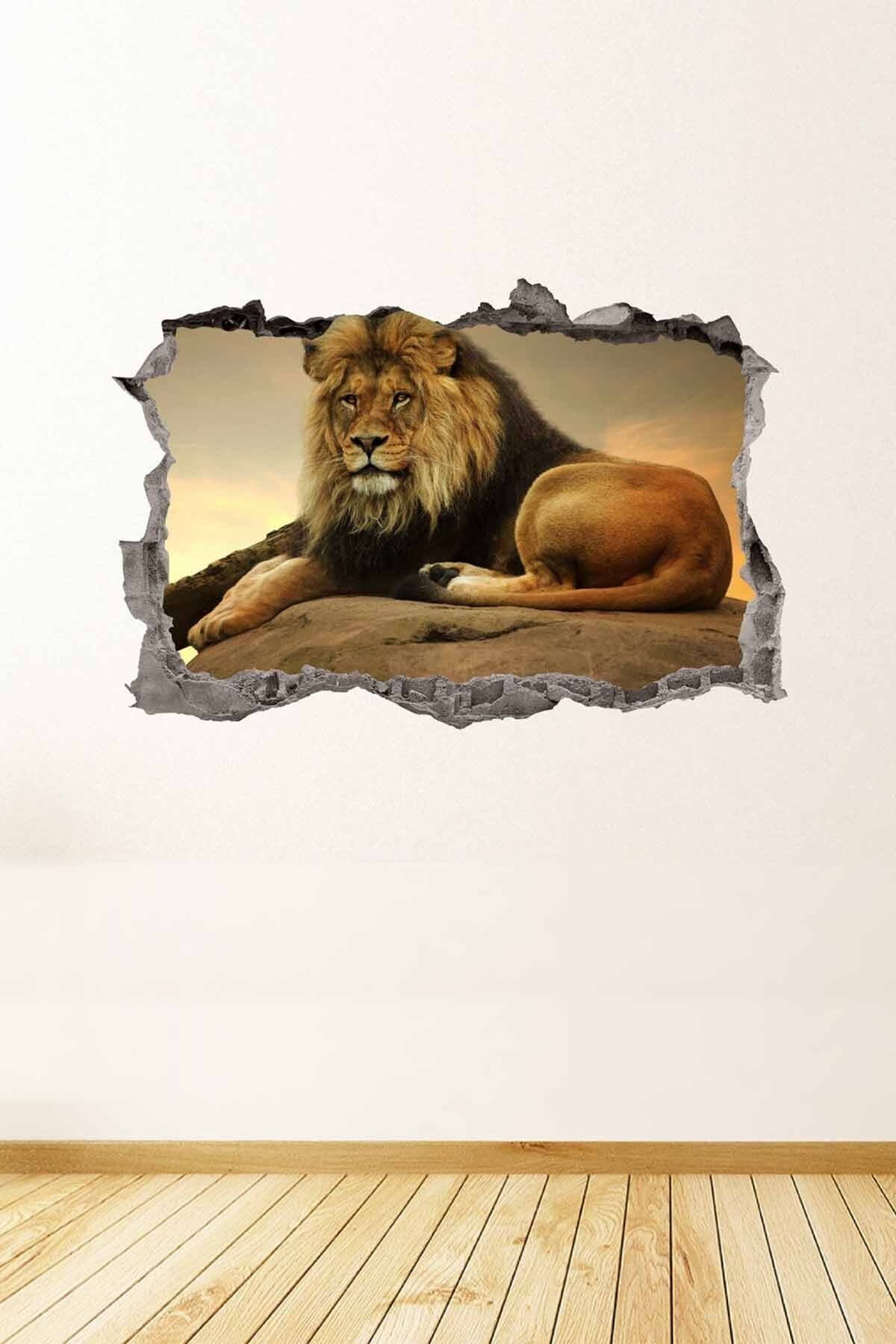 KT Decor Ormanların Kralı Erkek Aslan 3d Duvar Sticker