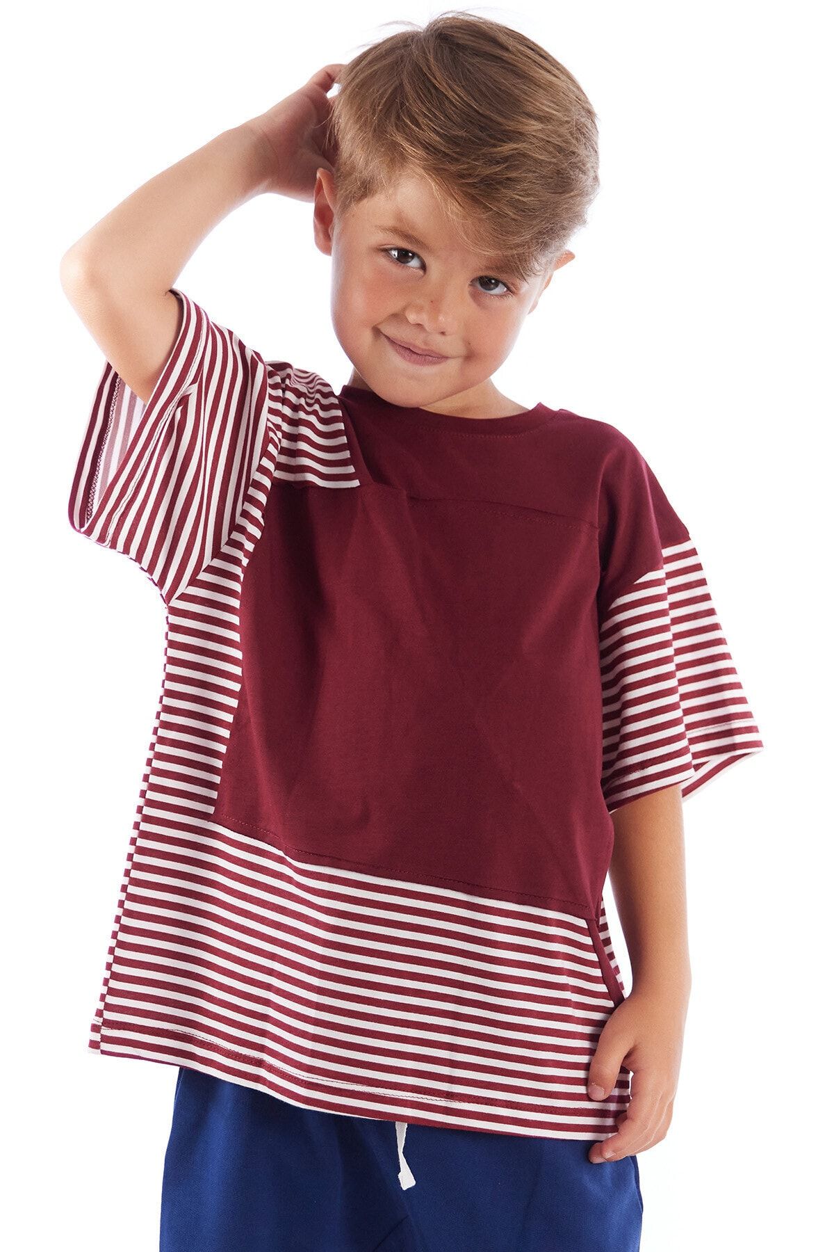 Colorinas Stripe Patch Kısa Kol Erkek Çocuk Tişört