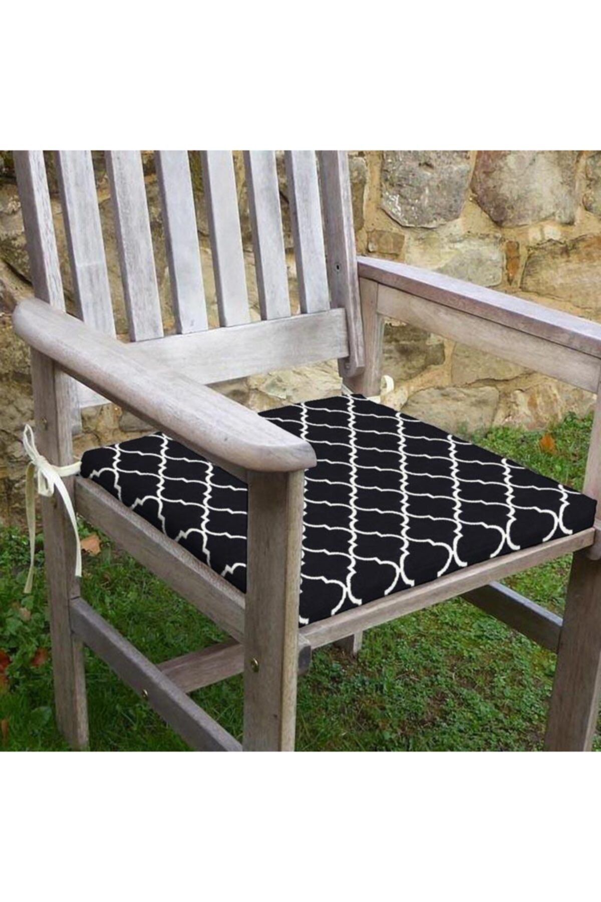 Evimstil Ottoman Desenli Sandalye Minderi 42-42-5 Cm Süngerli Fermuarlı Bağcıklı