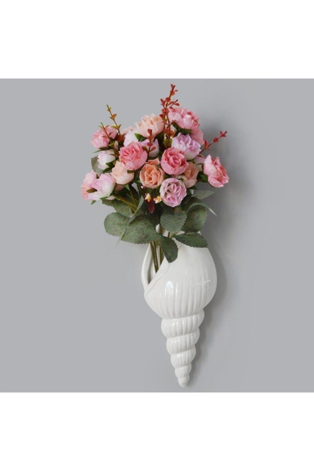 SUME Beyaz Deniz Kabuğu Çiçek Vazosu Modern Duvar Dekoru Vazo