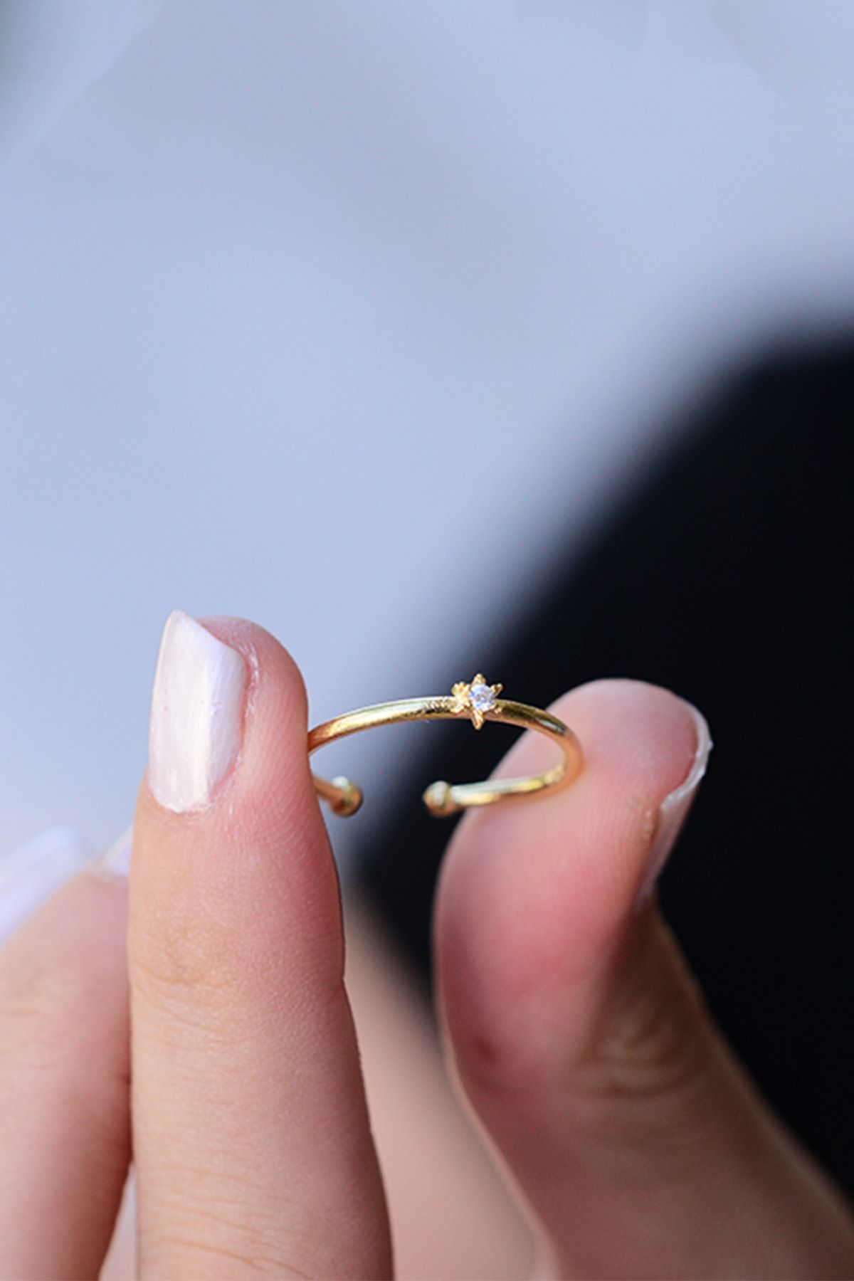 Sahira Jewelry Yıldız Model Eklem Ayarlanabilir Kadın 14 K Altın Kaplama Yüzük