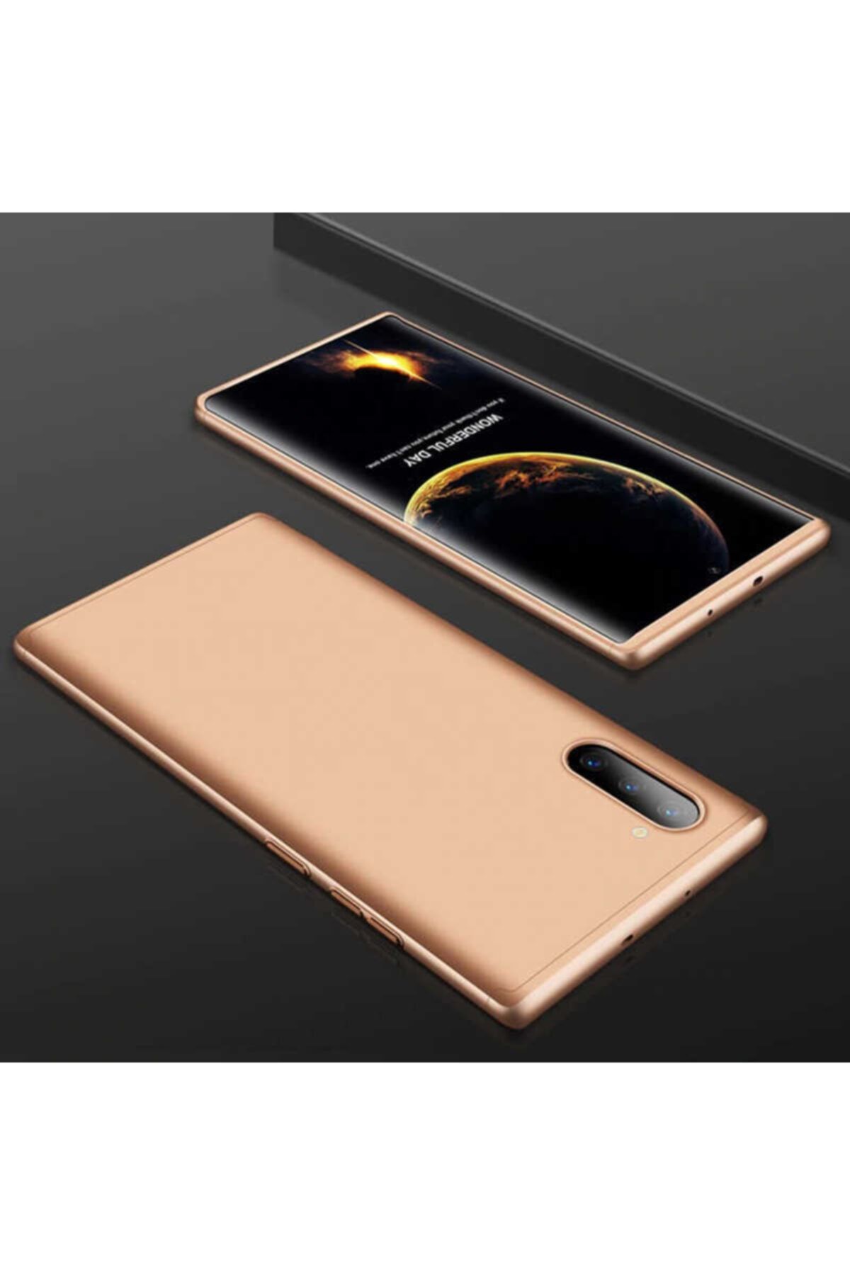 Nezih Case Samsung Galaxy Note 10 Uyumlu Tam Koruma Sert Silikon Kılıf (ULTRA İNCE) Gold