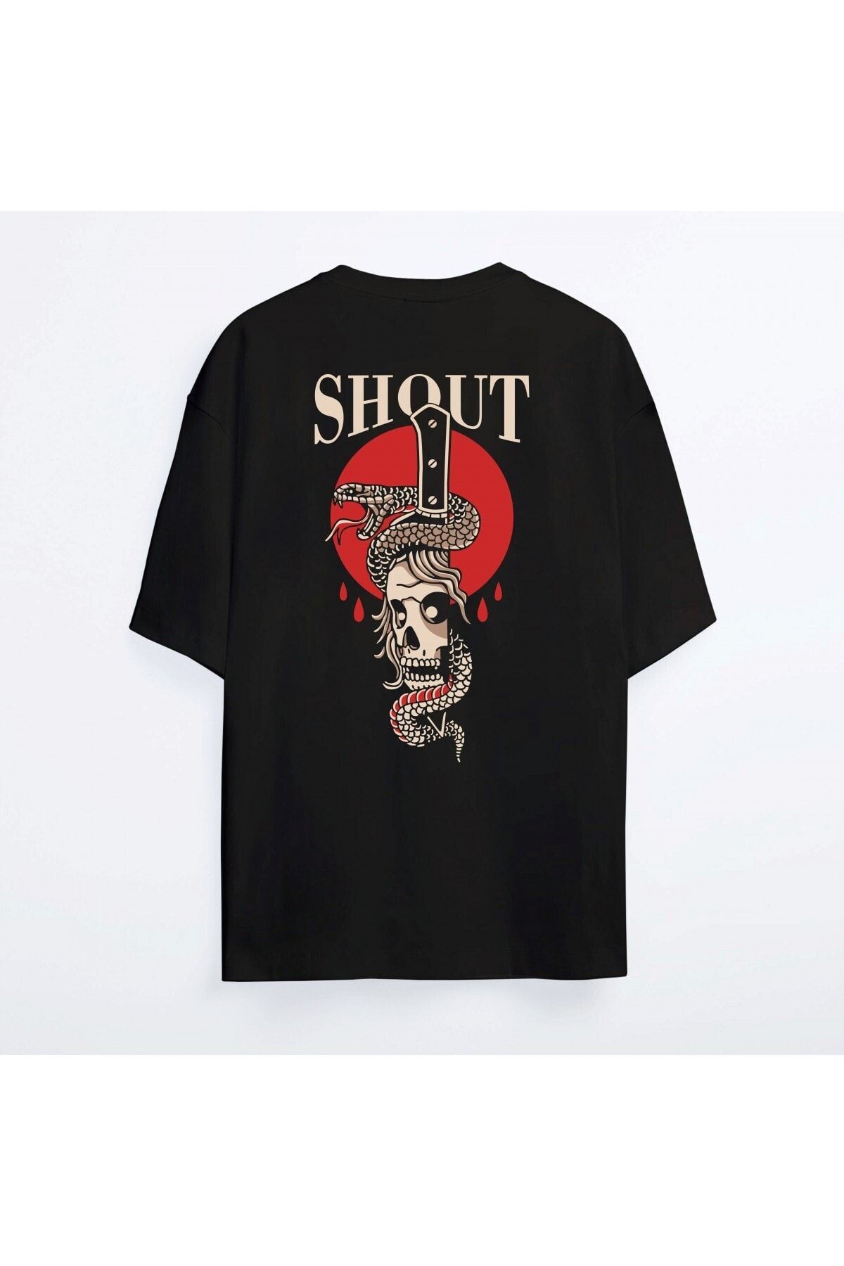 Shout Oversize Skull And Snake Oldschool Unisex T-shirt