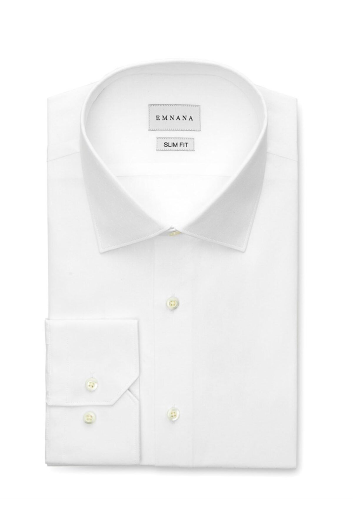 EMNANA Beyaz Premium Twill Slim Fit Gömlek