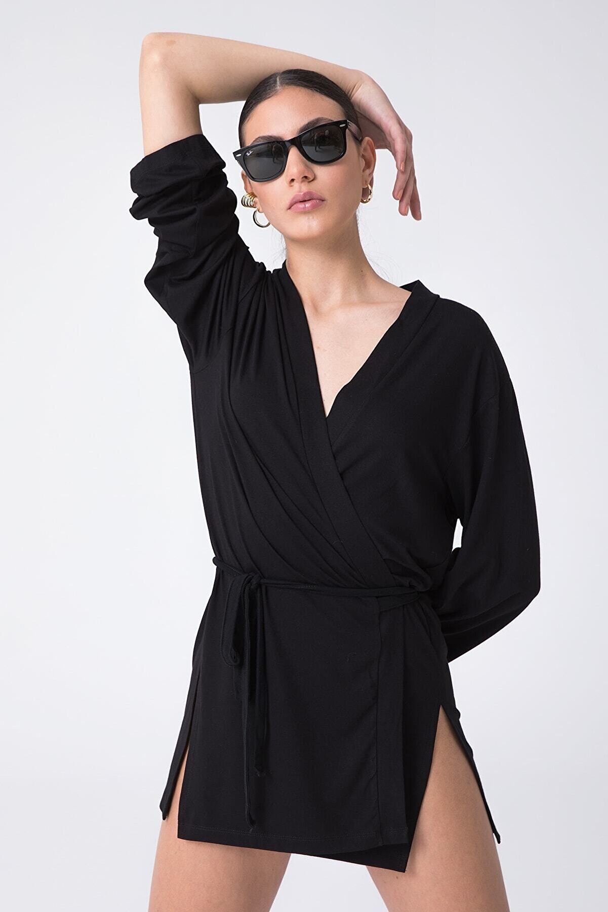 SHEISMONO Ultra Soft Zoe Kimono Siyah - Şık ve Konforlu Kimono