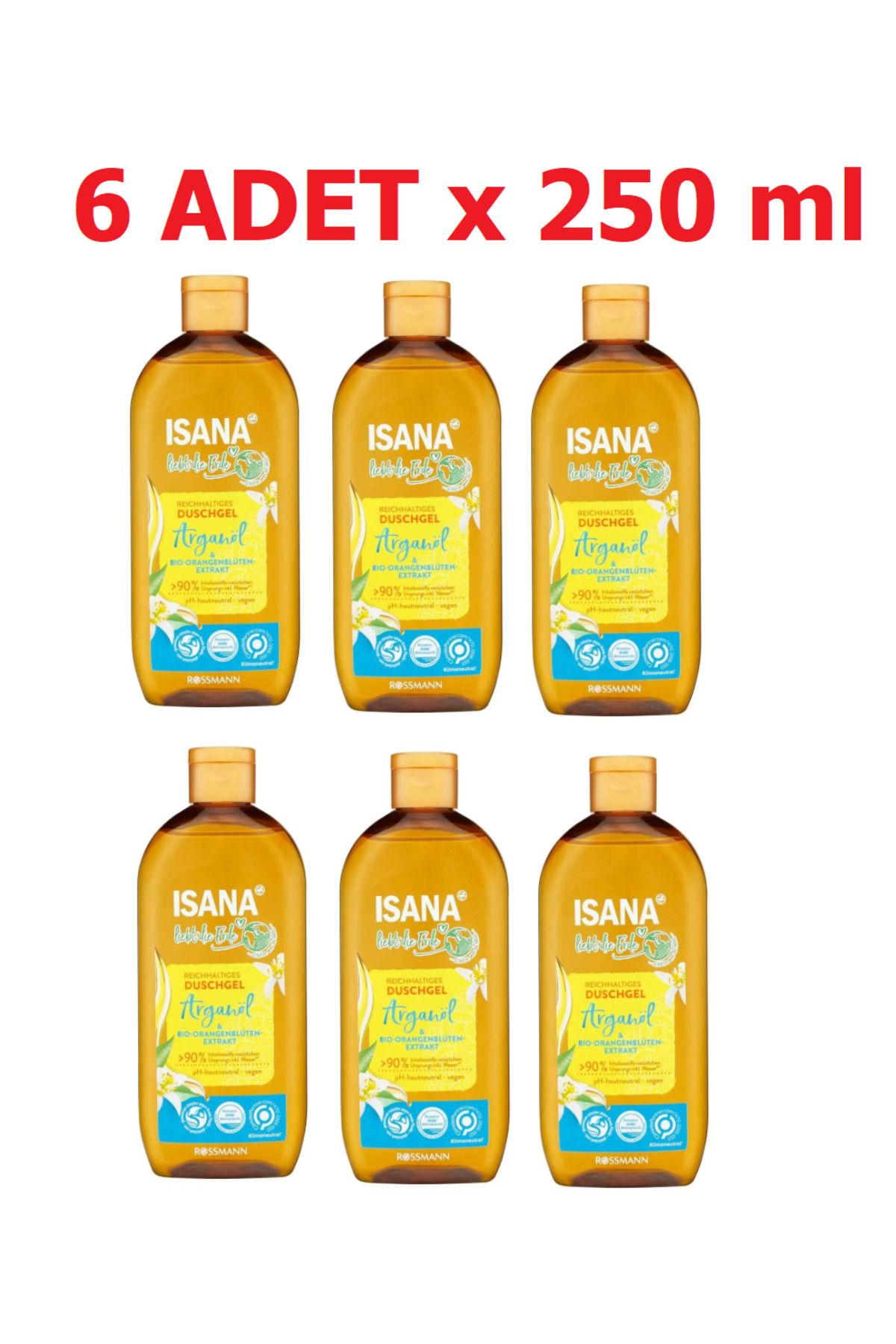 ISANA Duş Jeli Doğayı Sev Argan Yağı 6 ADET x 250ml