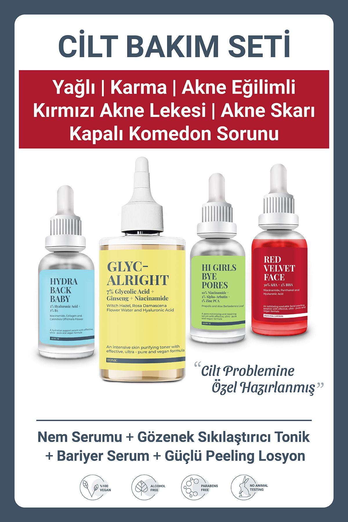 SHE VEC Yağlı | Karma | Akne Eğilimli | Kırmızı | Akne Skarı | Kapalı Komedon Sorunu