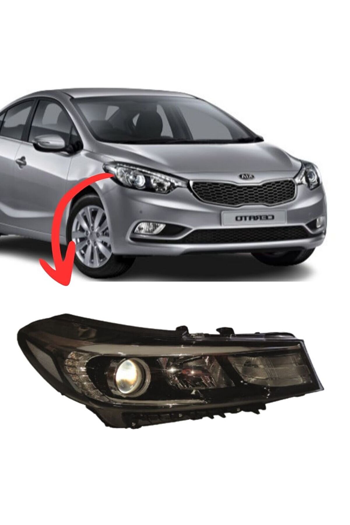 Kia Cerato Sağ Far Ledli Motorlu Mercekli 2015-2018